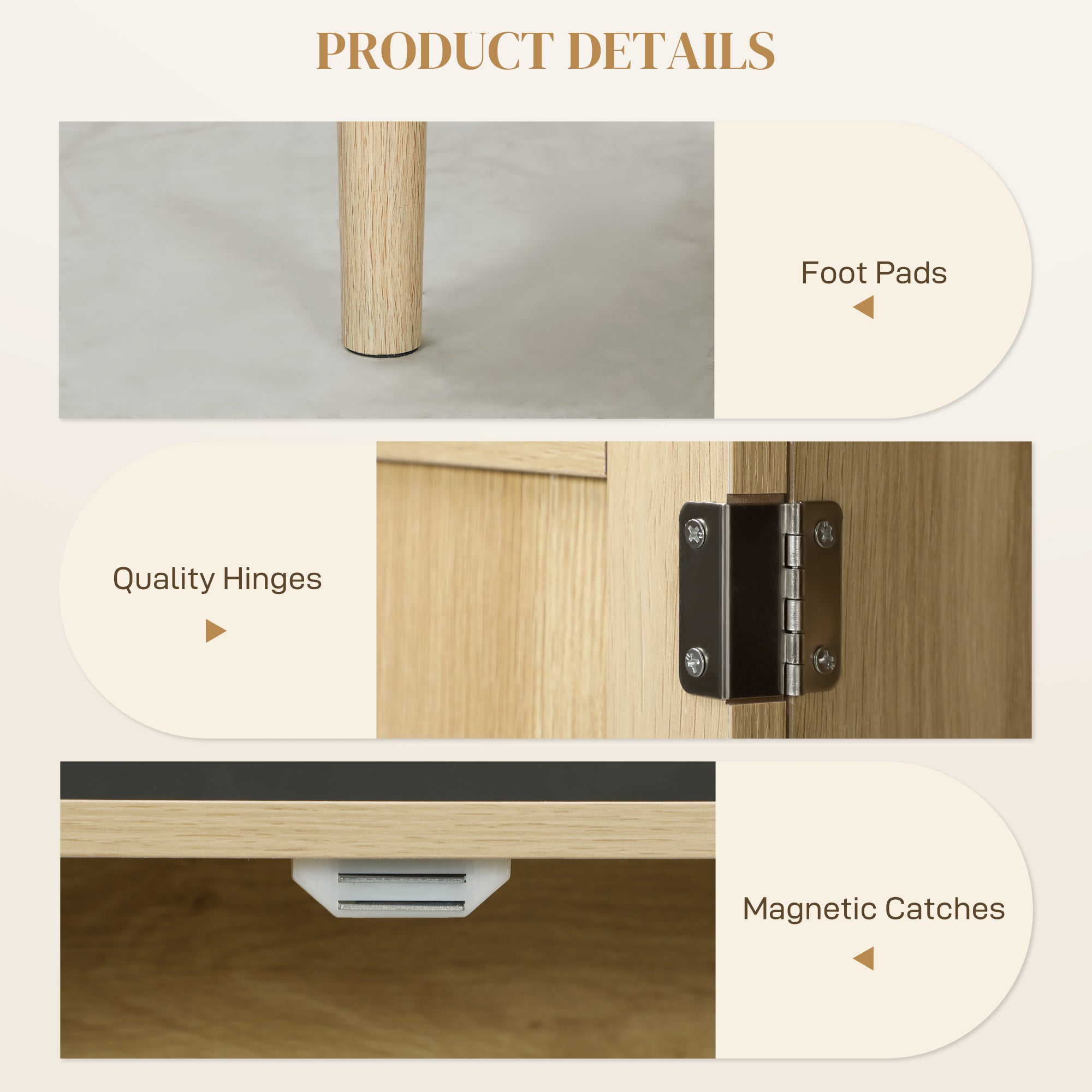 Sideboard Buffet Cabinet, 32" Boho Buffet Table, Rattan Coffee Bar Cabinet with 2 Doors and Shelves for Kitchen, Living Room, Entryway, Natural