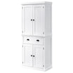 HOMCOM Freestanding Kitchen Cupboard, 184cm Tall Storage Cabinet with Doors and Shelves, Traditional Colonial 4-Door Kitchen Pantry Cupboard with Drawer, White