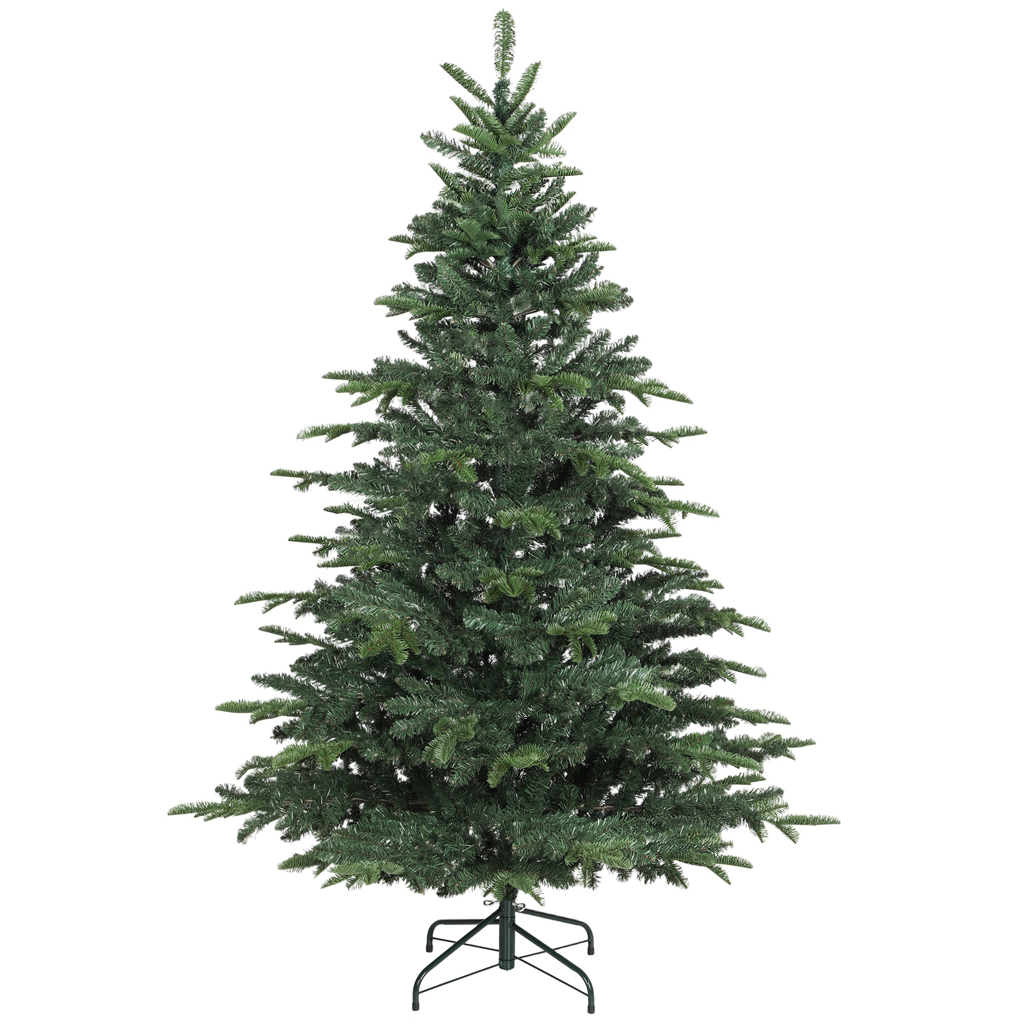 6ft Artificial Christmas Tree with Realistic Tips, Wide Shape, Hinged Xmas Tree with Foldable Metal Stand for Home Decoration, Flame-Retardant, Easy Assembly, Green
