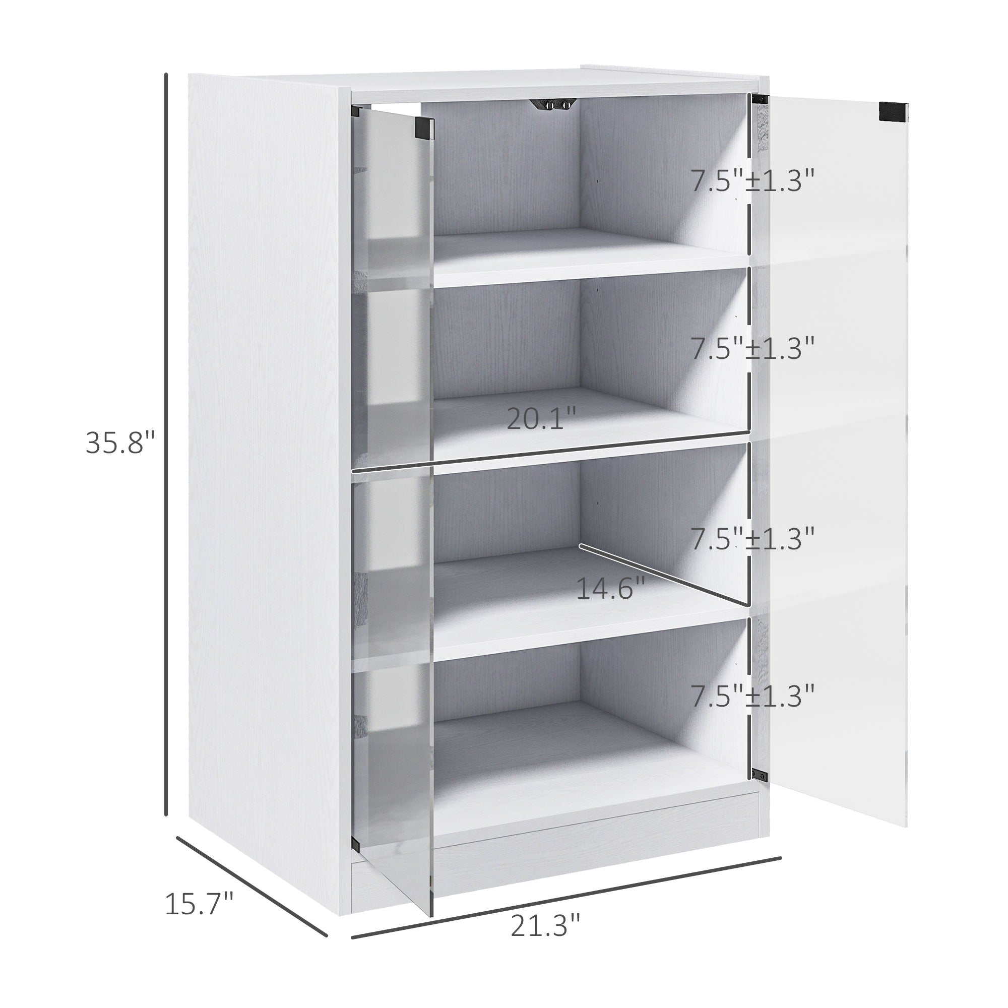 4-Tier Media Cabinet Stand w/ Adjustable Shelves & Cable Management, Distressed White