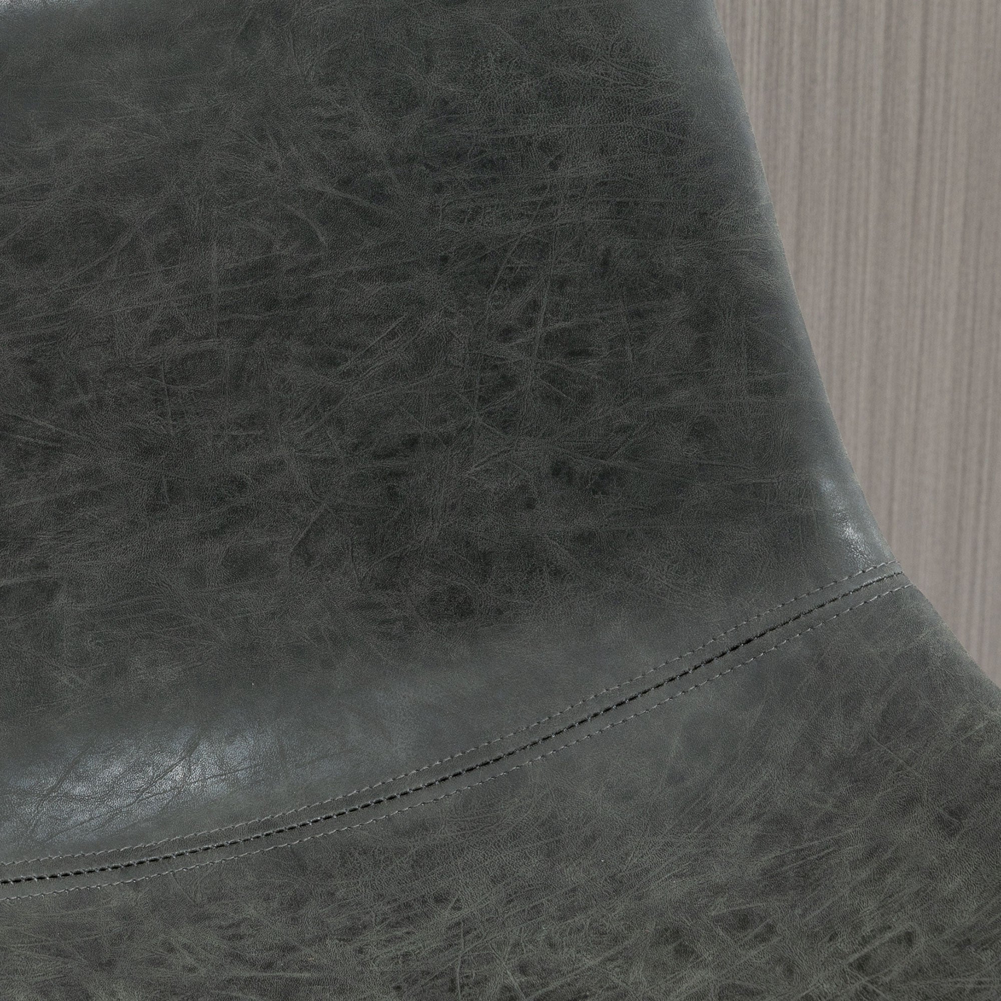 HOMCOM Bar Height Bar Stools Set of 2, Vintage PU Leather Bar Chairs, Kitchen Stools with Footrest for Home Bar, Dark Grey