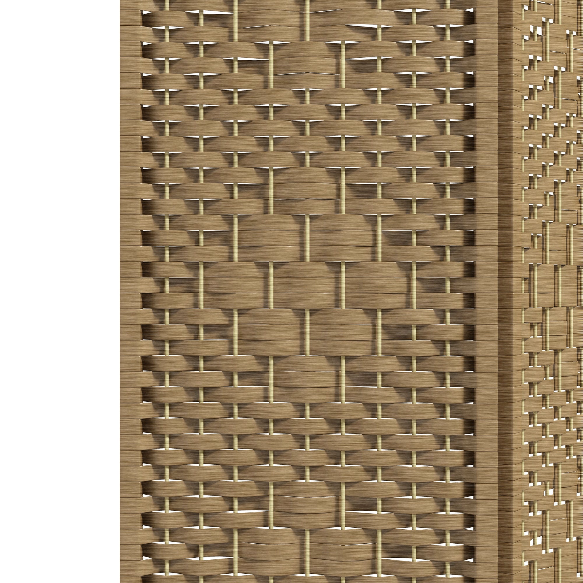 4 Panel Folding Room Divider, Portable Privacy Screen, Wave Fiber, Natural