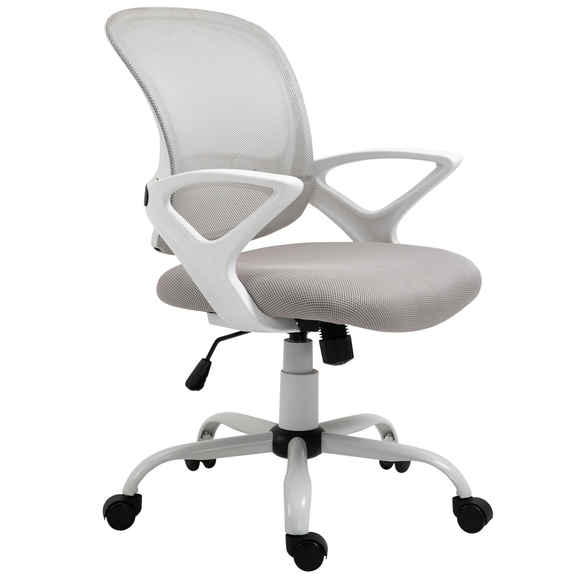 Ergonomic Mesh Office Chair, Swivel Mid Back Computer Desk Chair with Lumbar Back Support, Adjustable Height, Rocking Function, Rolling Wheels, for Home Office Study, Gray