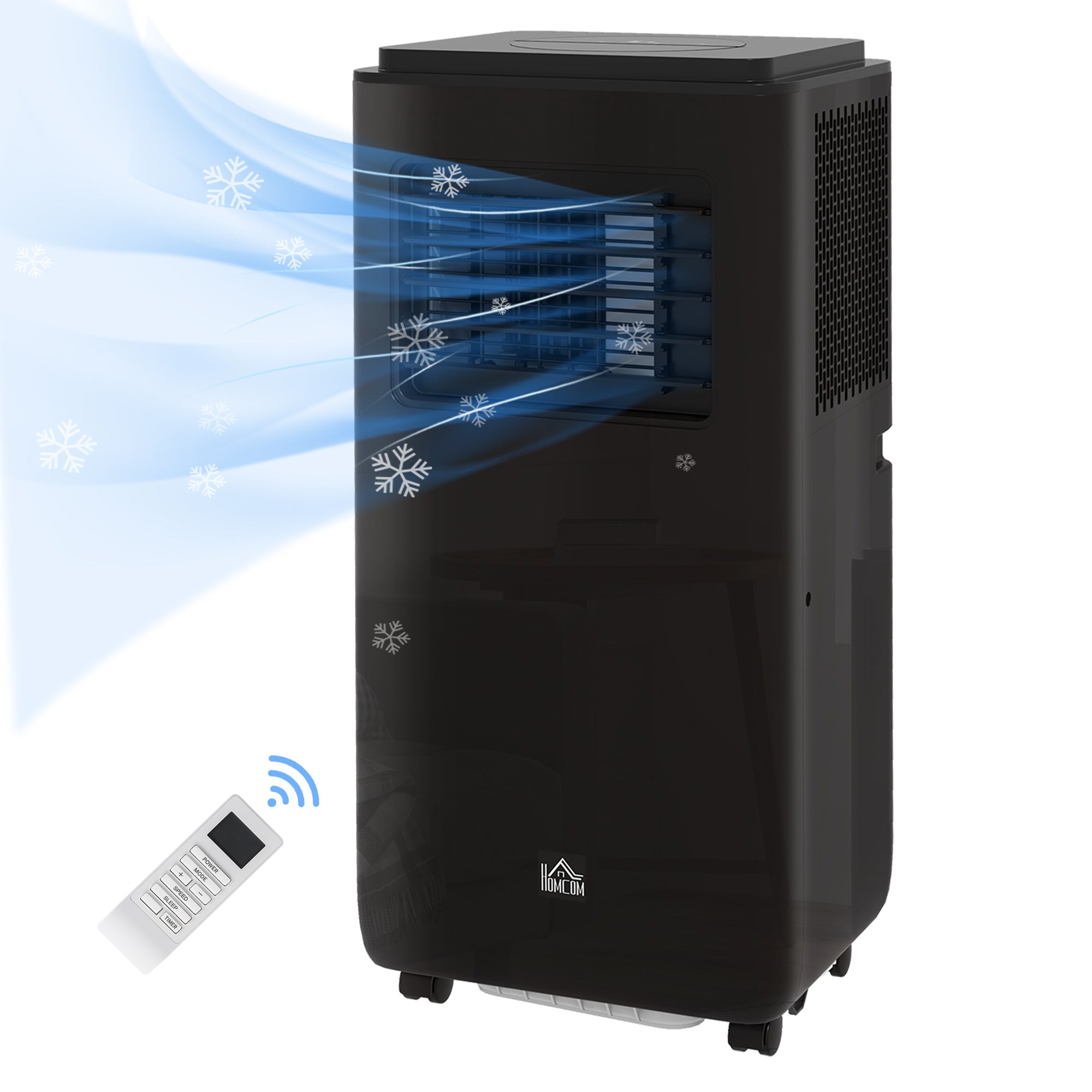 8,000 BTU Portable Air Conditioner, 345 Sq. Ft., Dehumidifier, Auto Sleep, 24H Timer, Black