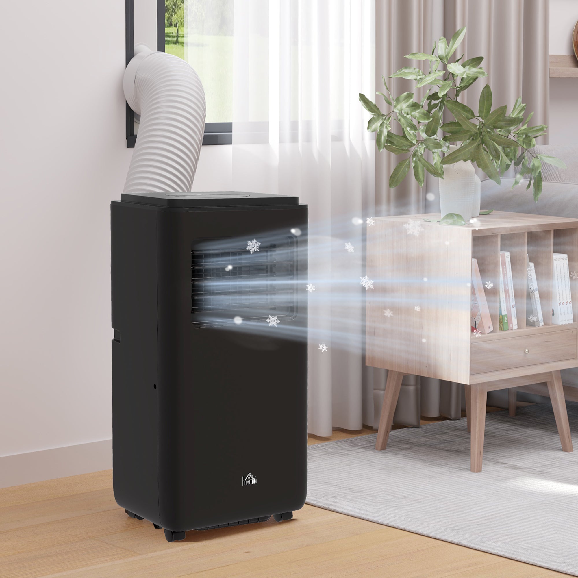 8,000 BTU Portable Air Conditioner, 345 Sq. Ft., Dehumidifier, Auto Sleep, 24H Timer, Black