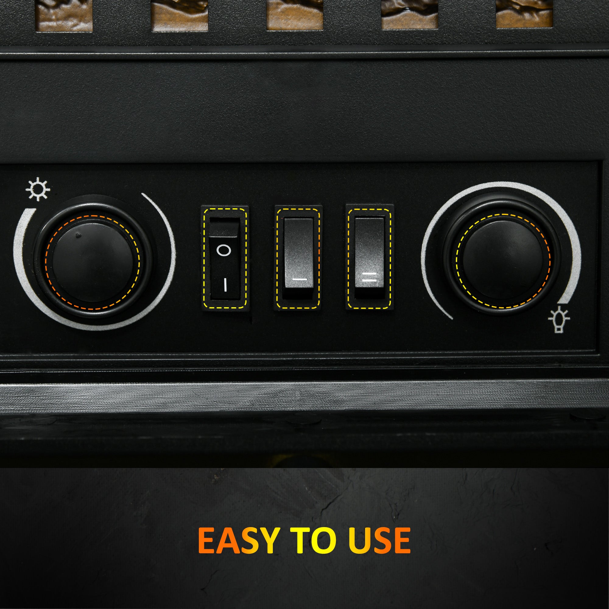 Electric Fireplace Heater Freestanding Stove with 3 Side Flame Effect 750W/1500W Black