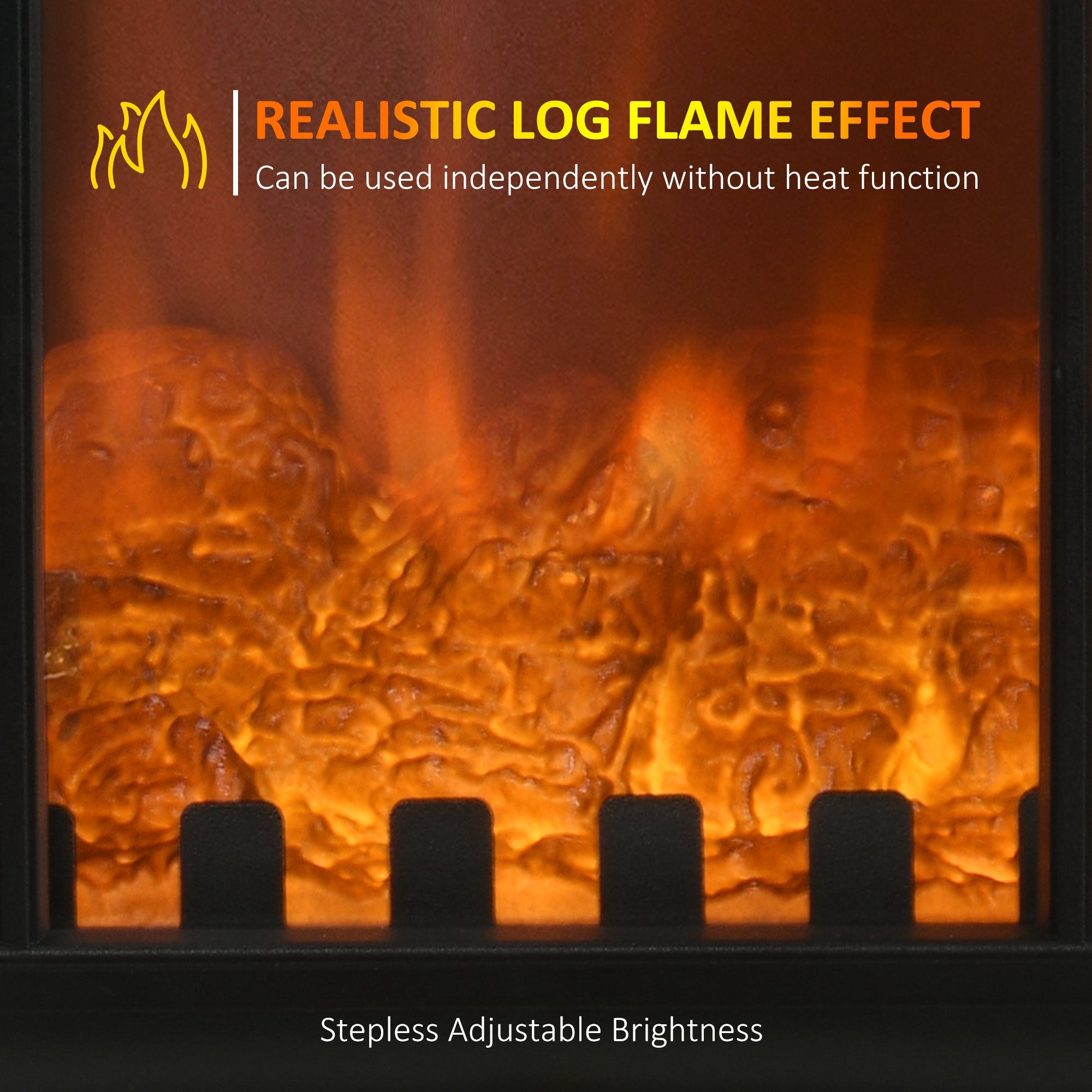 Electric Fireplace Heater Freestanding Stove with 3 Side Flame Effect 750W/1500W Black