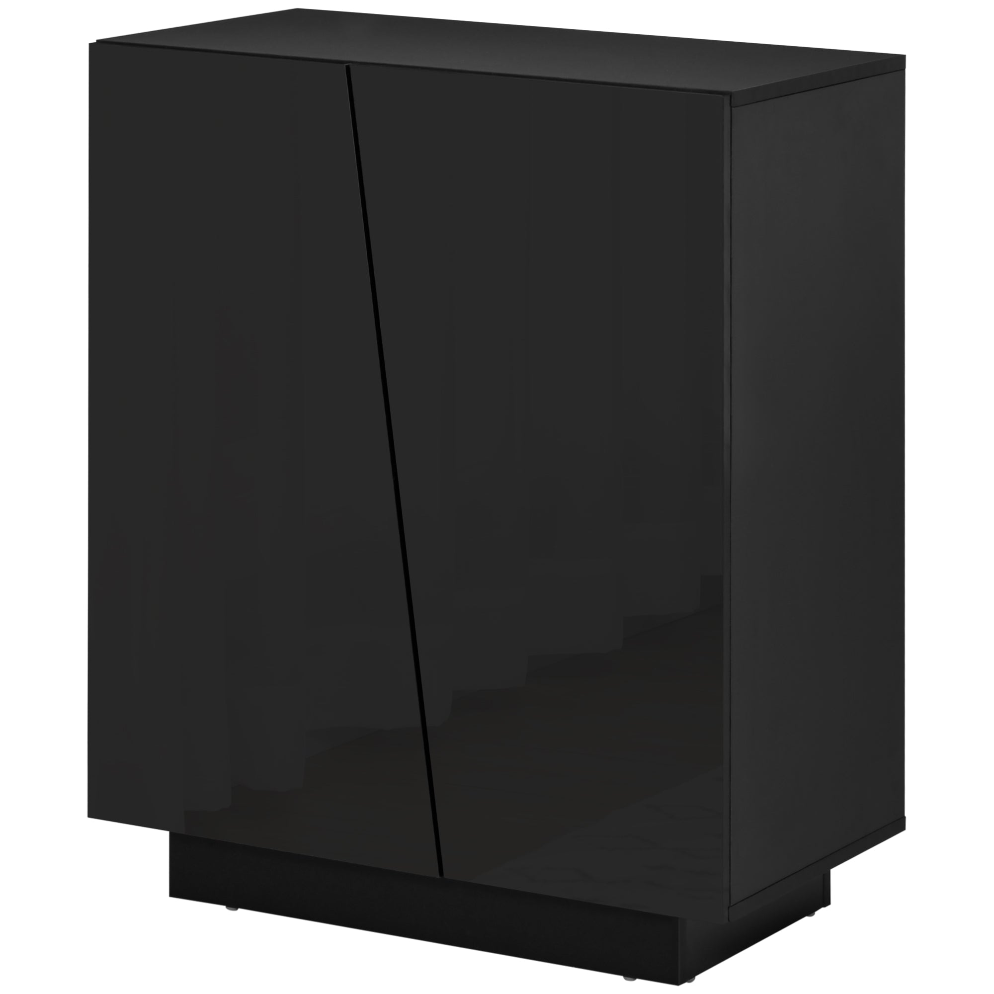 HOMCOM High Gloss Storage Cabinet, Freestanding Storage Cupboard with Adjustable Shelves for Living Room, Bedroom, Hallway, Black