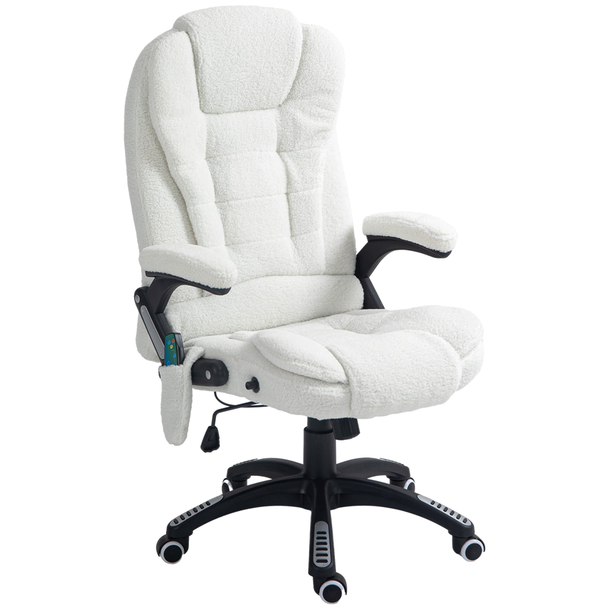 Vinsetto Office Chair, Ergonomic Desk Chair with 6-Point Massage and Back Heated, Boucle-Feel Fabric Computer Gaming Chair with Arms, Lumbar Support, White