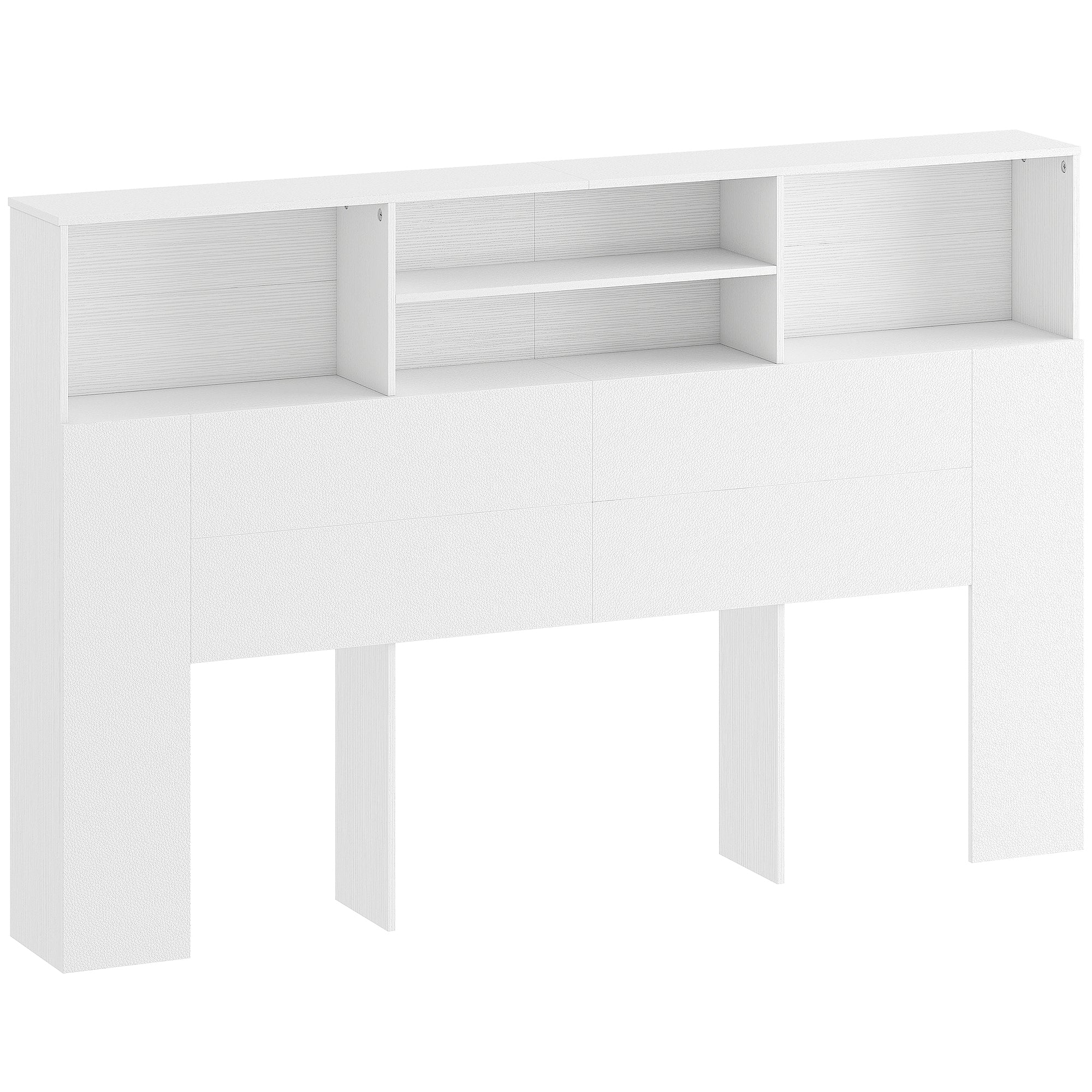 5ft King Size Headboard with Storage, Freestanding Bed Headboard with 4 Open Compartments for Bedroom, 160 x 20.2 x 108.2 cm, White