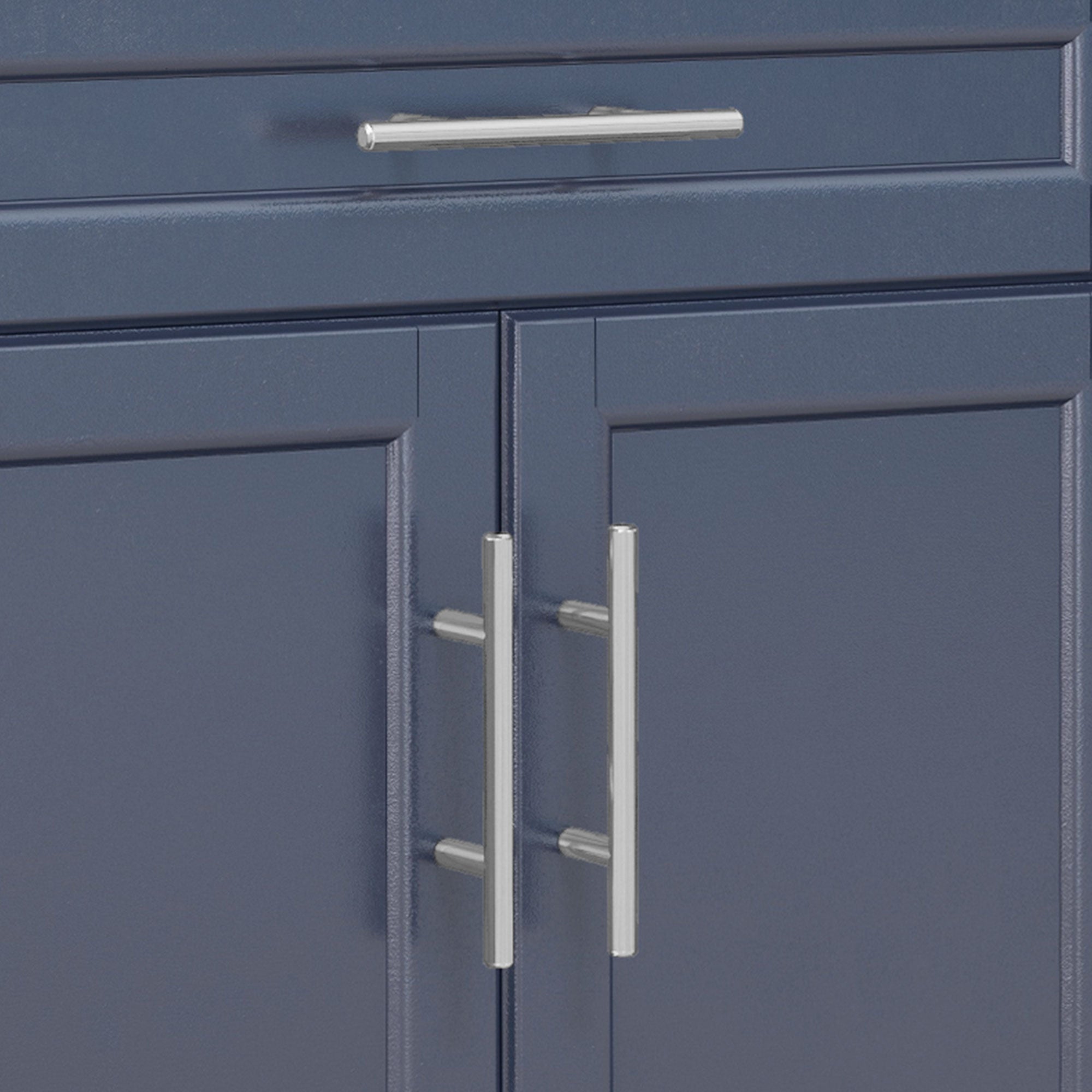 36" Stainless Steel Rolling Kitchen Cart with Drawer, Spice & Towel Racks, Deep Blue