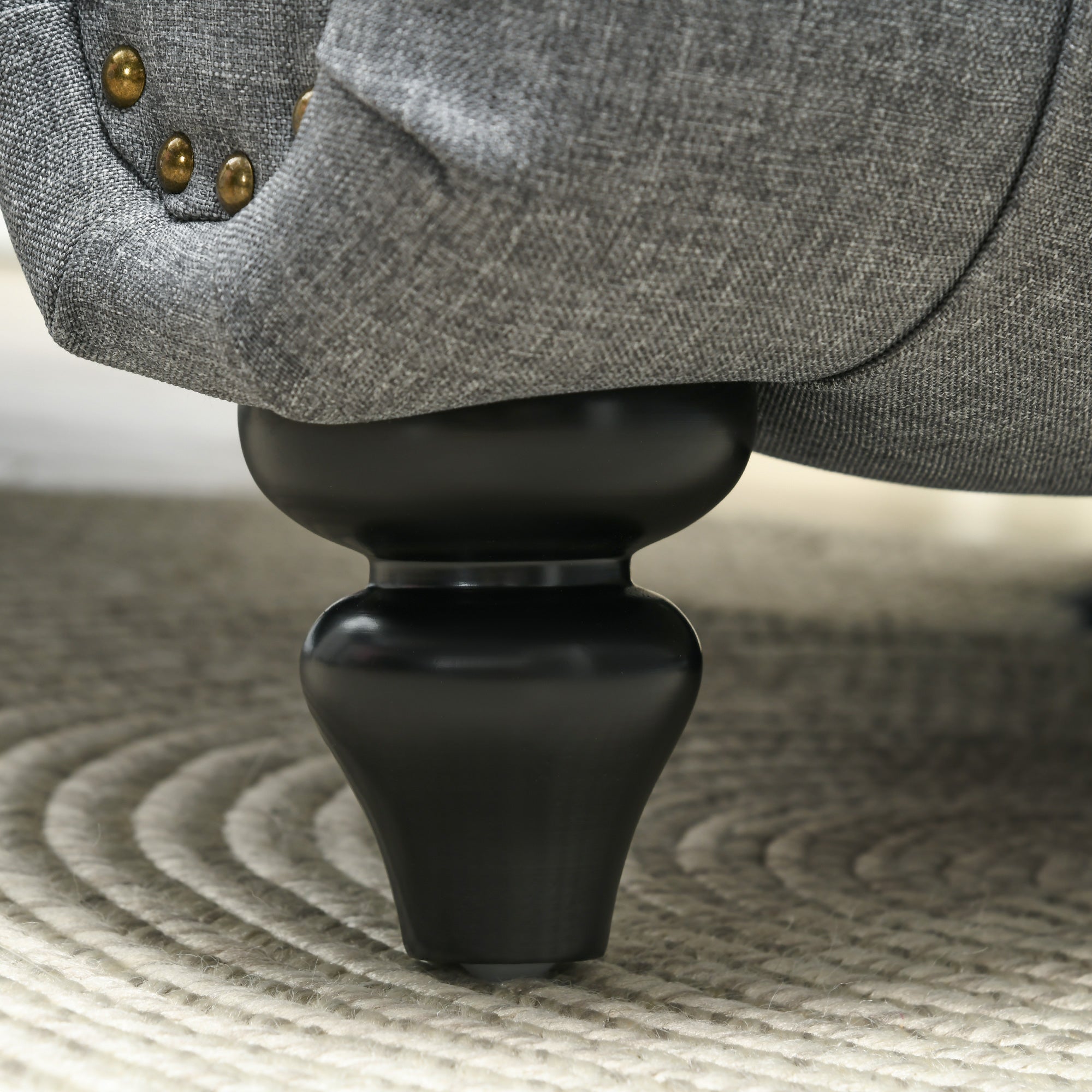 HOMCOM Button Tufted Chaise Lounge Chair Indoor Upholstered Lounge Chair with Bolster Pillow Wood Legs Nailhead Trim for Living Room Bedroom Home Office Grey