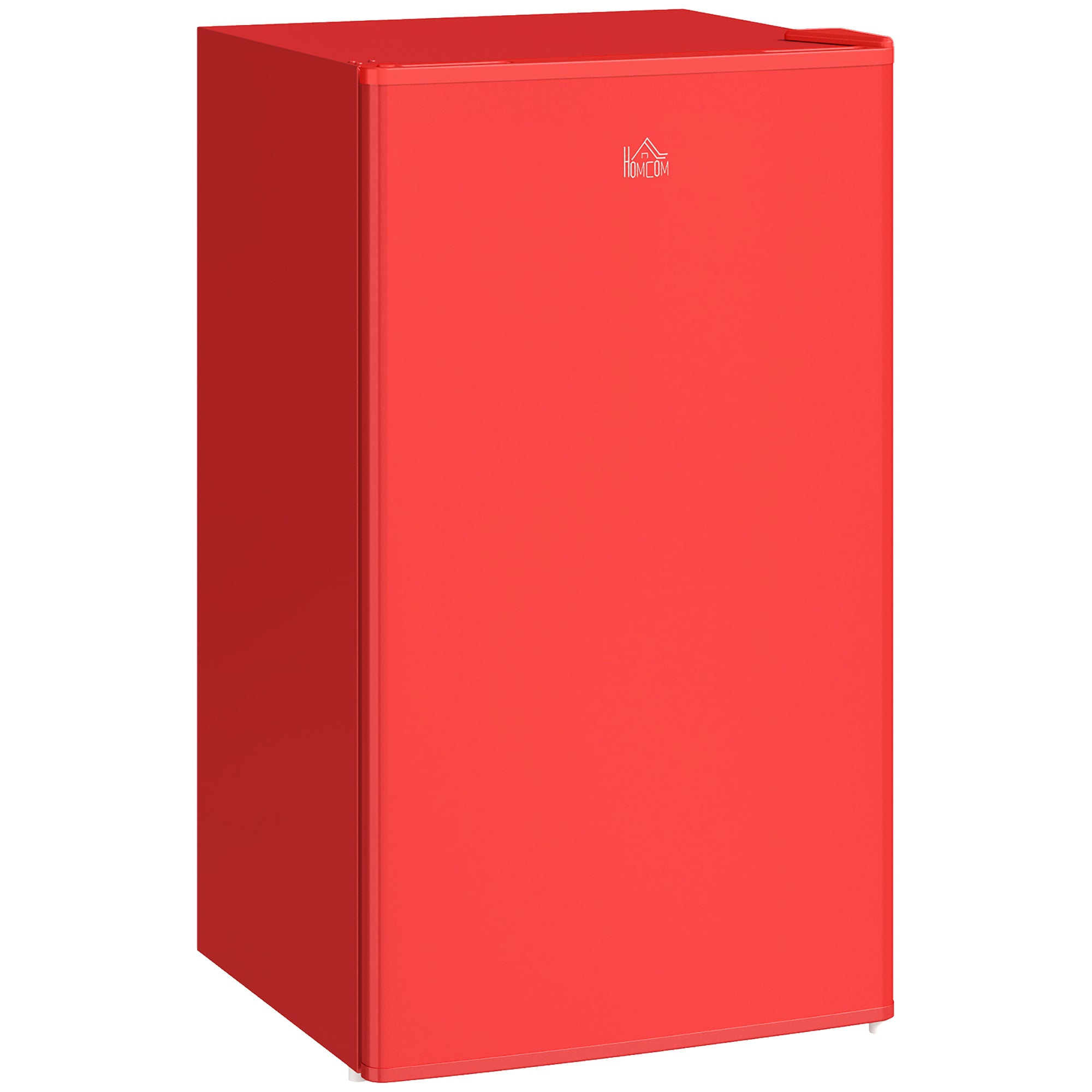 HOMCOM 3.2 Cu.Ft Mini Fridge with Freezer, Single Door Compact Refrigerator with Adjustable Thermostat, Shelf and Reversible Door for Bedroom, Dorm, Home Office, Energy Efficient, Red