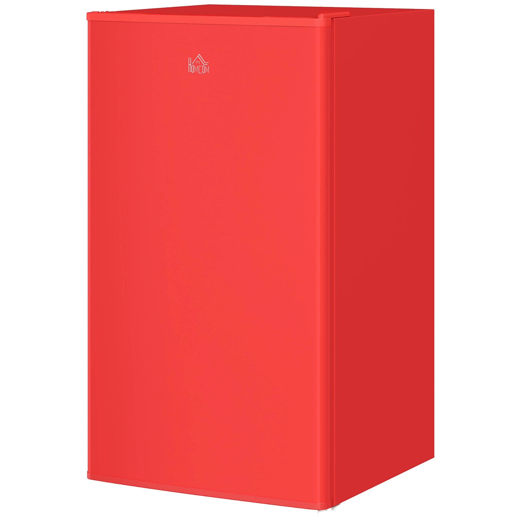 HOMCOM 3.2 Cu.Ft Mini Fridge with Freezer, Single Door Compact Refrigerator with Adjustable Thermostat, Shelf and Reversible Door for Bedroom, Dorm, Home Office, Energy Efficient, Red