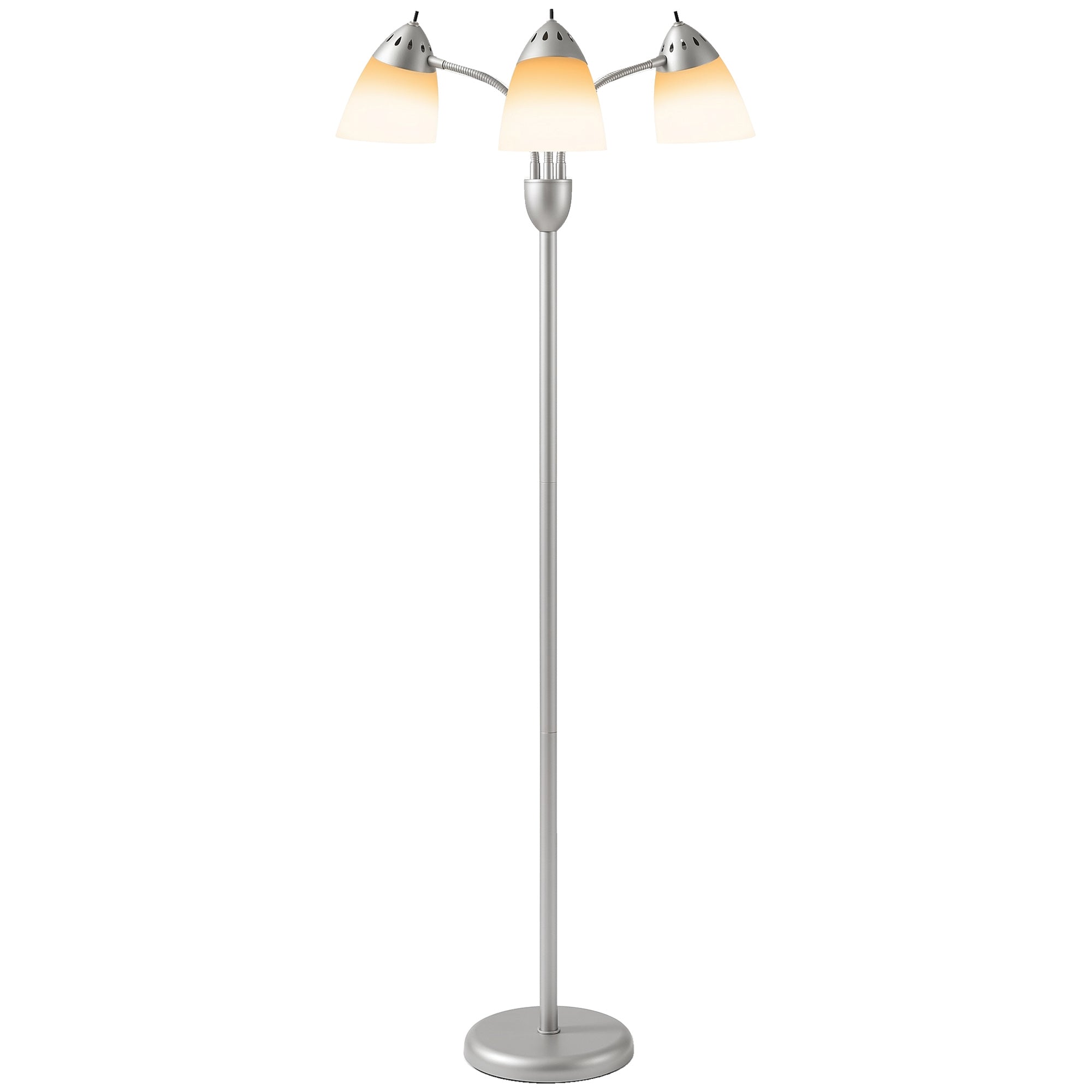 Arc Tree Floor Lamp with 3 Adjustable Rotating Lights and 3000K/4500K/6500K Colour Temperatures, Industrial Standing Lamp with Steel Frame for Bedroom Living Room, 155cm, Silver Tone