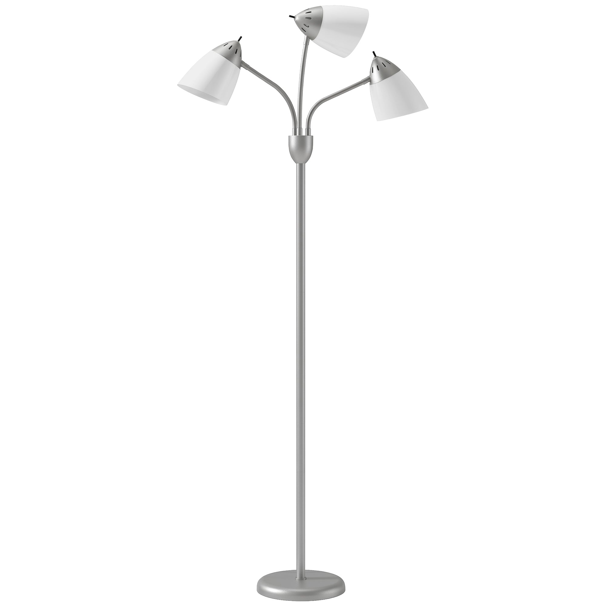 Arc Tree Floor Lamp with 3 Adjustable Rotating Lights and 3000K/4500K/6500K Colour Temperatures, Industrial Standing Lamp with Steel Frame for Bedroom Living Room, 155cm, Silver Tone