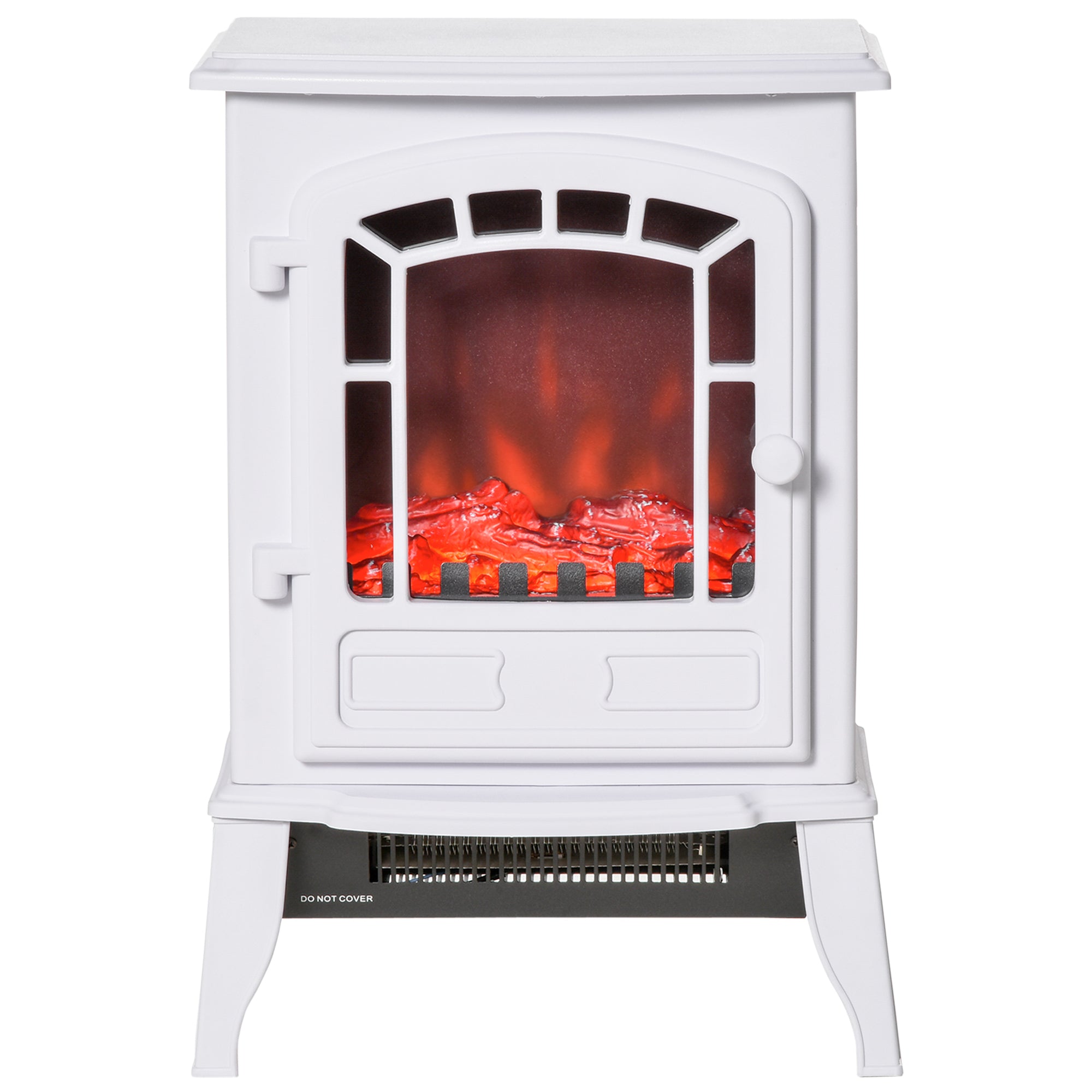 Freestanding Fireplace Heater with Flame Effect & Overheat Protection, 750W/1500W, White