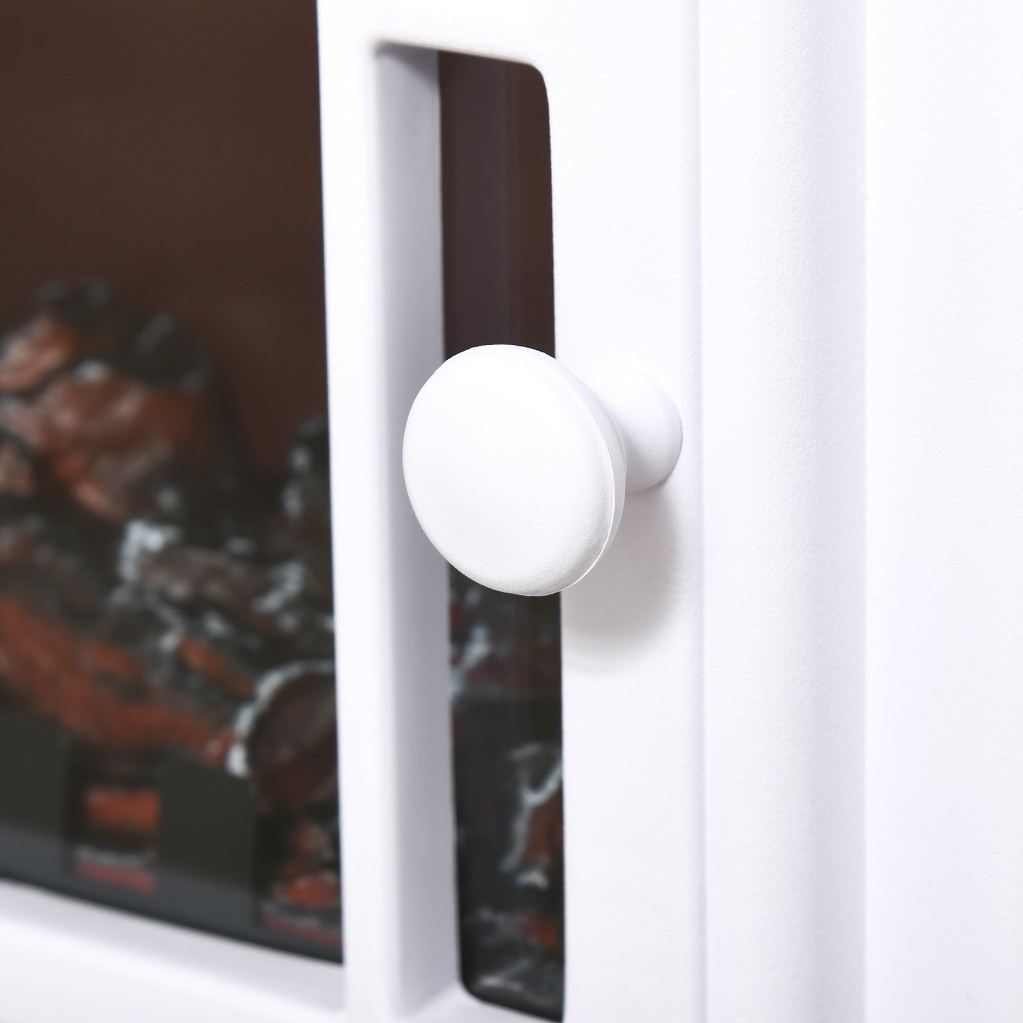 Freestanding Fireplace Heater with Flame Effect & Overheat Protection, 750W/1500W, White