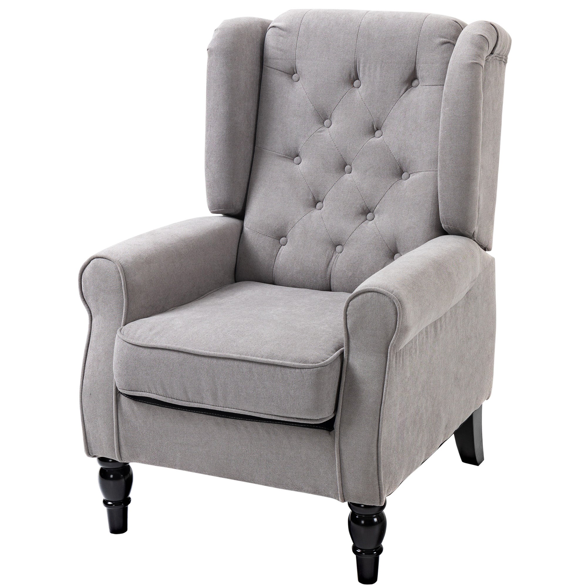 HOMCOM Retro Accent Chair, Wingback Armchair with Wood Frame Button Tufted Design for Living Room Bedroom, Grey