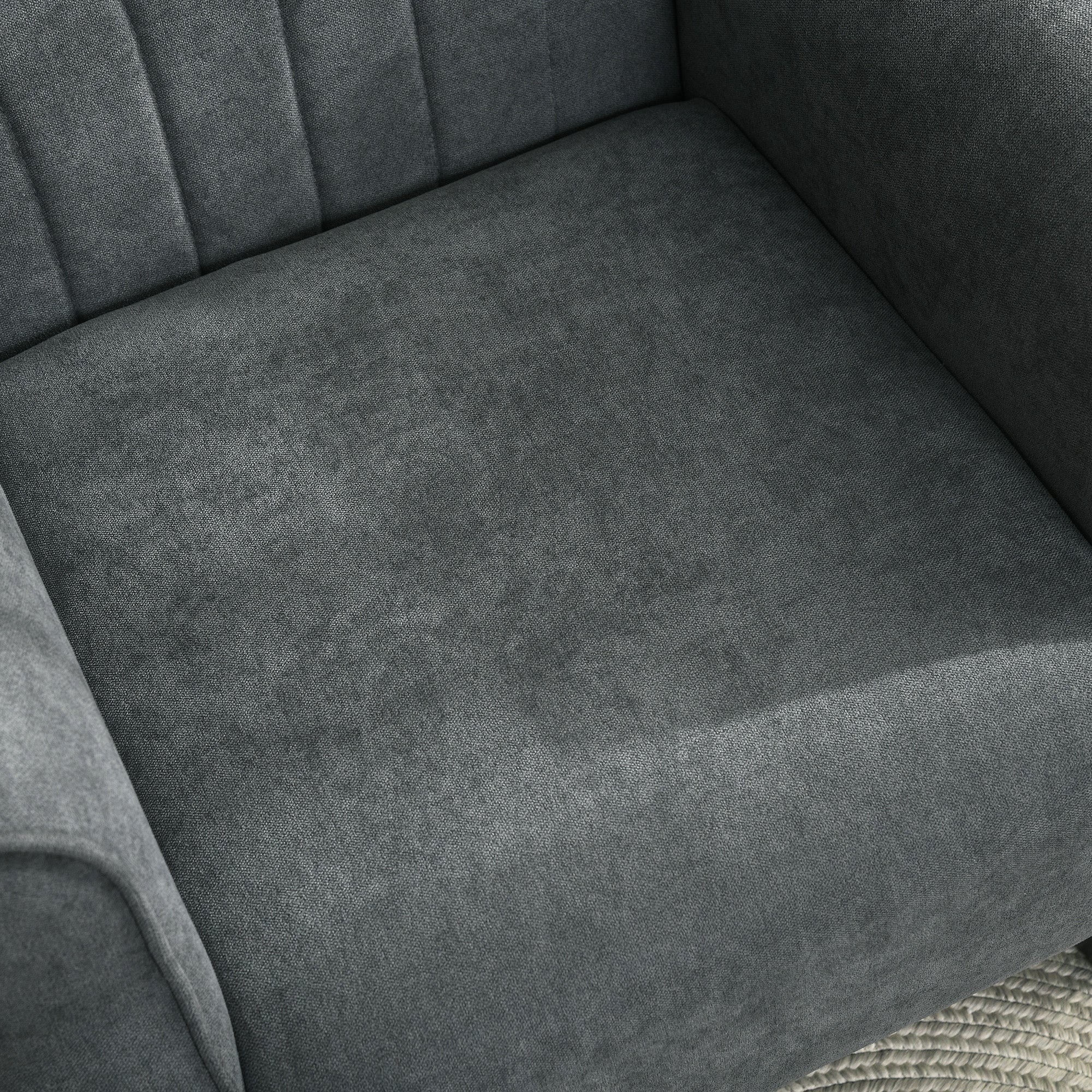 HOMCOM Armchair, Upholstered Modern Accent Chair with High Back, Rolled Arms and Wood Legs, Soft Thick Padded Living Room Chair, Grey