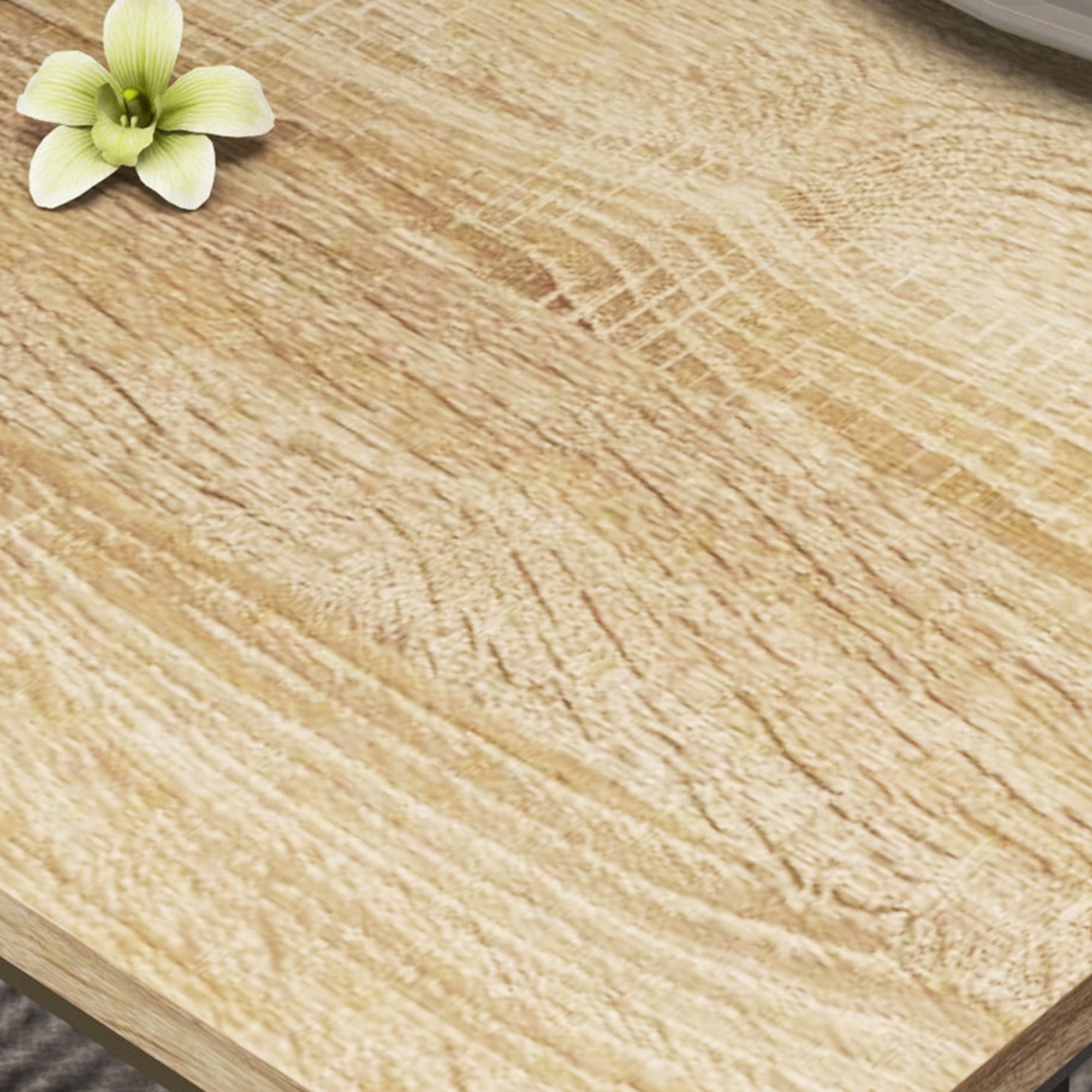 HOMCOM 4 Piece Dining Table and Chairs Set, Industrial Kitchen Table Set of 4 with 2 Chairs and Bench, Space Saving Table and Chairs with Shelf for Small Spaces, Natural Wood Effect