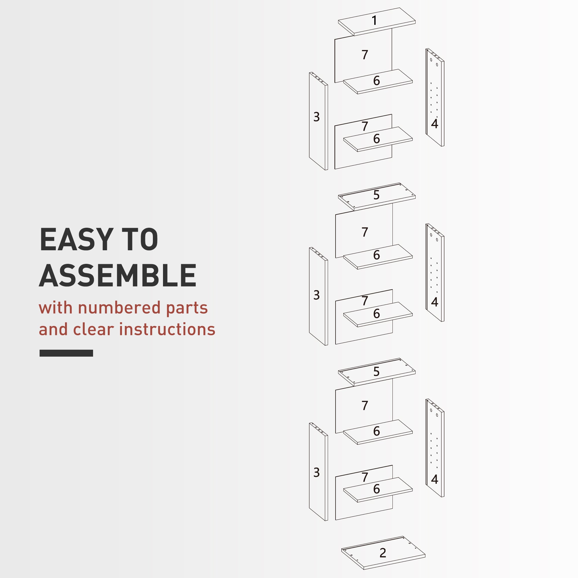 Media Storage Cabinet, 9-Tier Tall Narrow DVD Shelf with 6 Adjustable Shelves, Display Shelf, Holds 260 CDs, 120 DVDs, Black