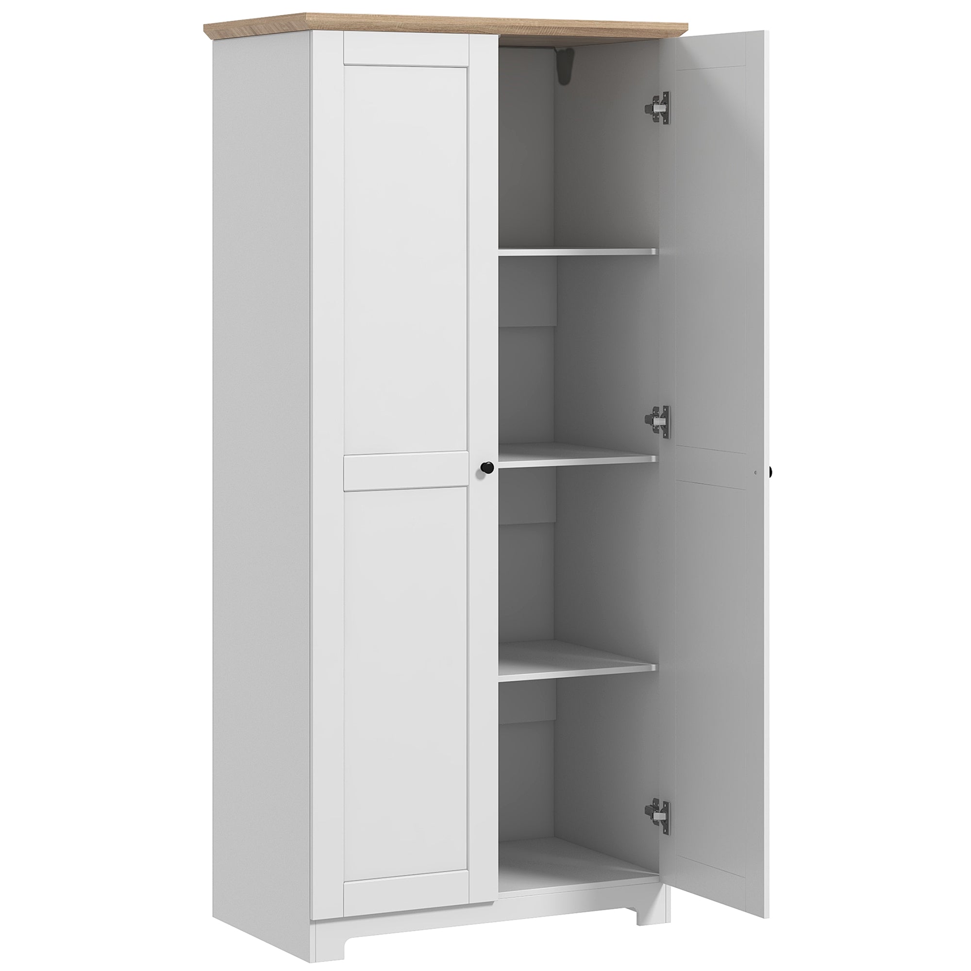 172cm Kitchen Cupboard, Freestanding Storage Cabinet with Doors and Shelves, Modern 2-Door Kitchen Pantry Cupboard for Dining Room, White