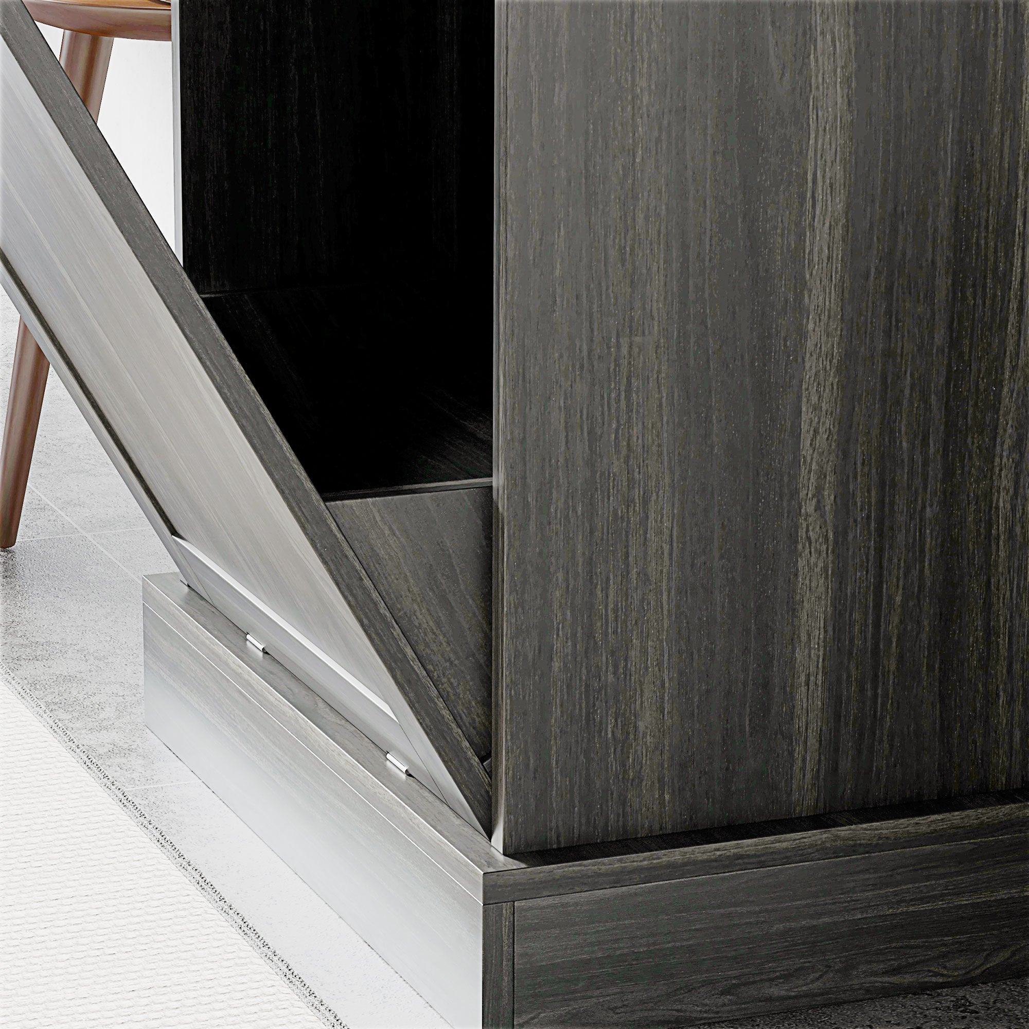 36.6" Freestanding Storage Cabinet with Tilt-Out Trash Bin & Drawer, Charcoal Gray