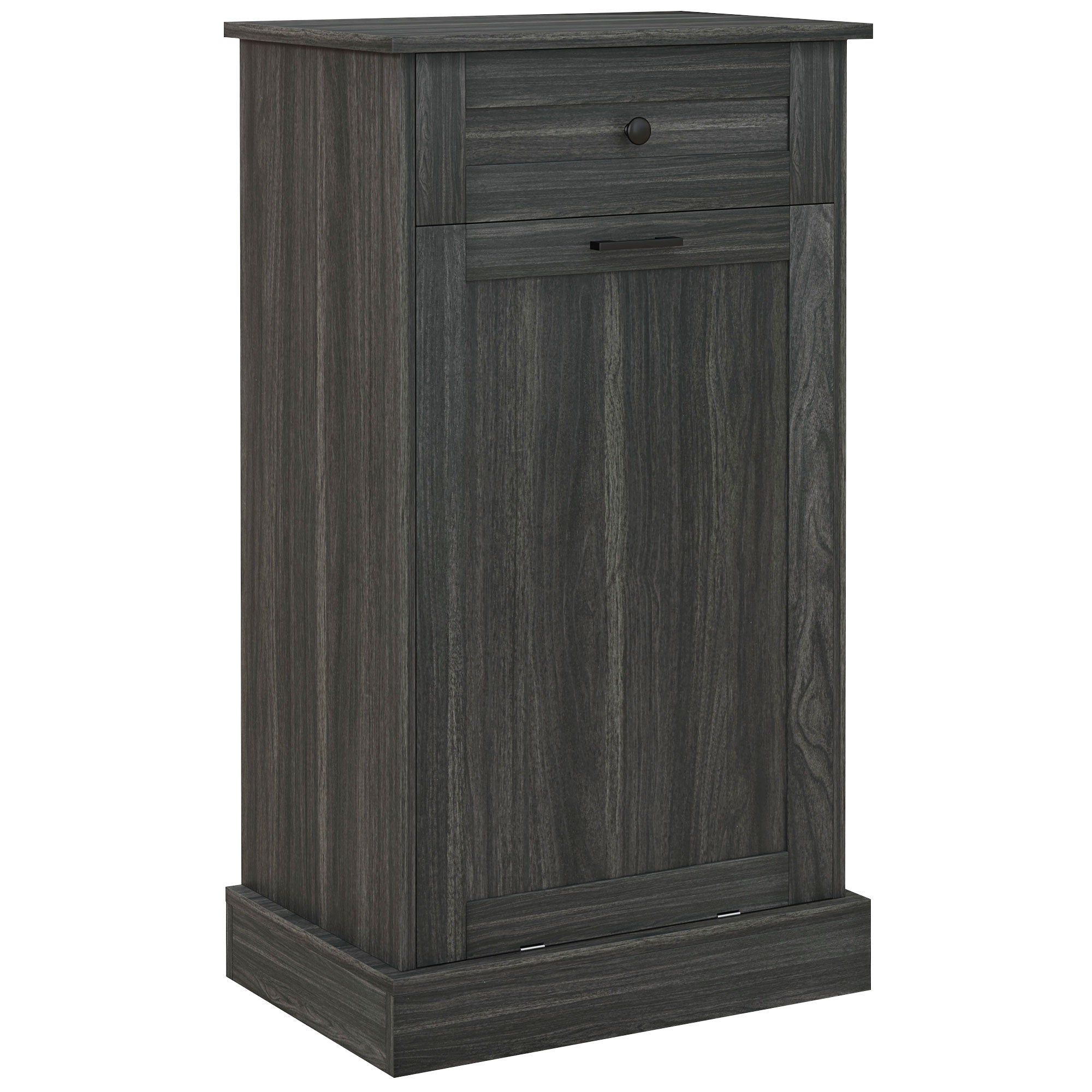 36.6" Freestanding Storage Cabinet with Tilt-Out Trash Bin & Drawer, Charcoal Gray