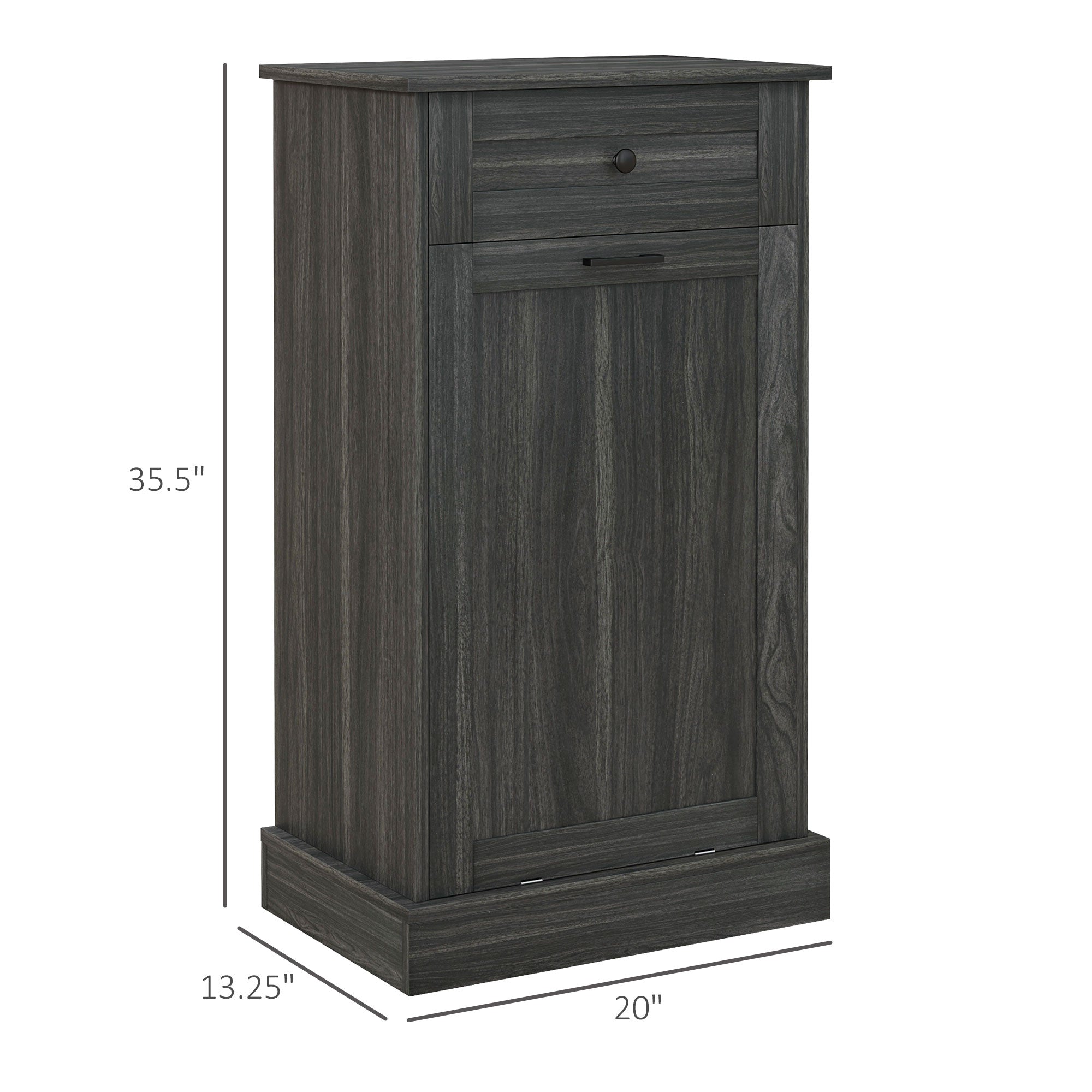 36.6" Freestanding Storage Cabinet with Tilt-Out Trash Bin & Drawer, Charcoal Gray