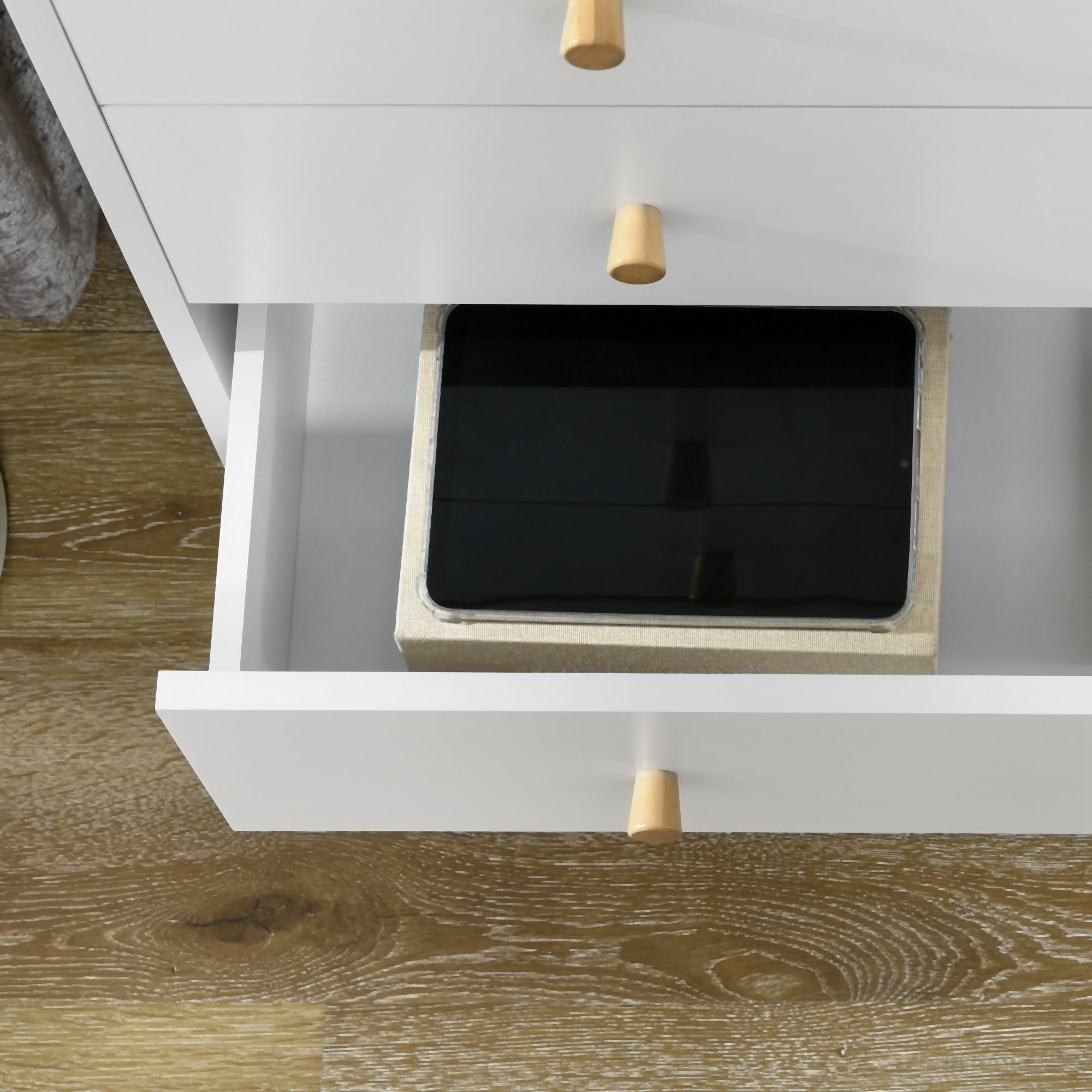 HOMCOM 3 Drawer Dresser, Chest of Drawers with Wood Legs and Handles for Living Room, White