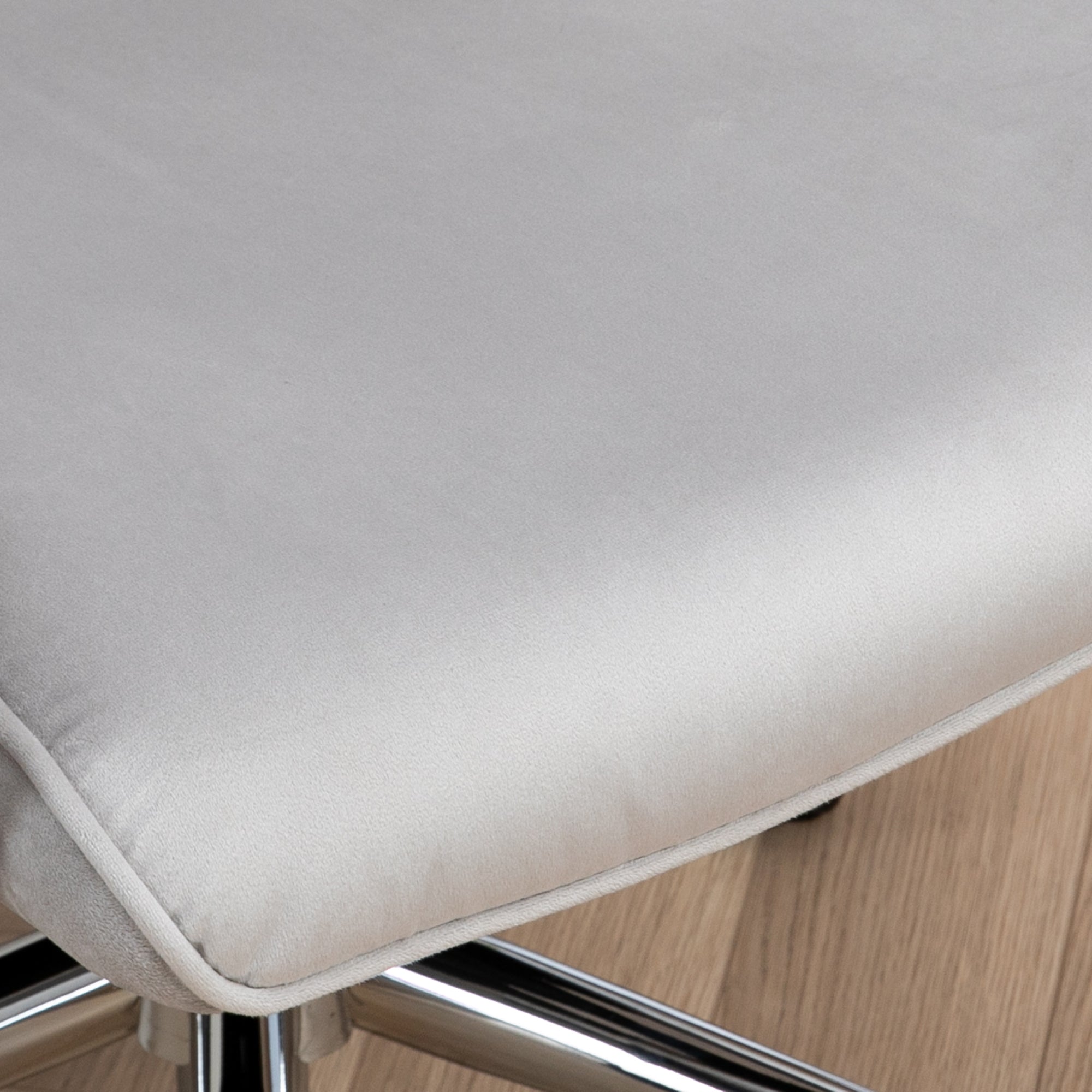 Vinsetto Office Desk Chair, Velvet-Feel Fabric Vanity Chair with Height Adjustable, Armrest, Swivel Chair for Home, Light Grey