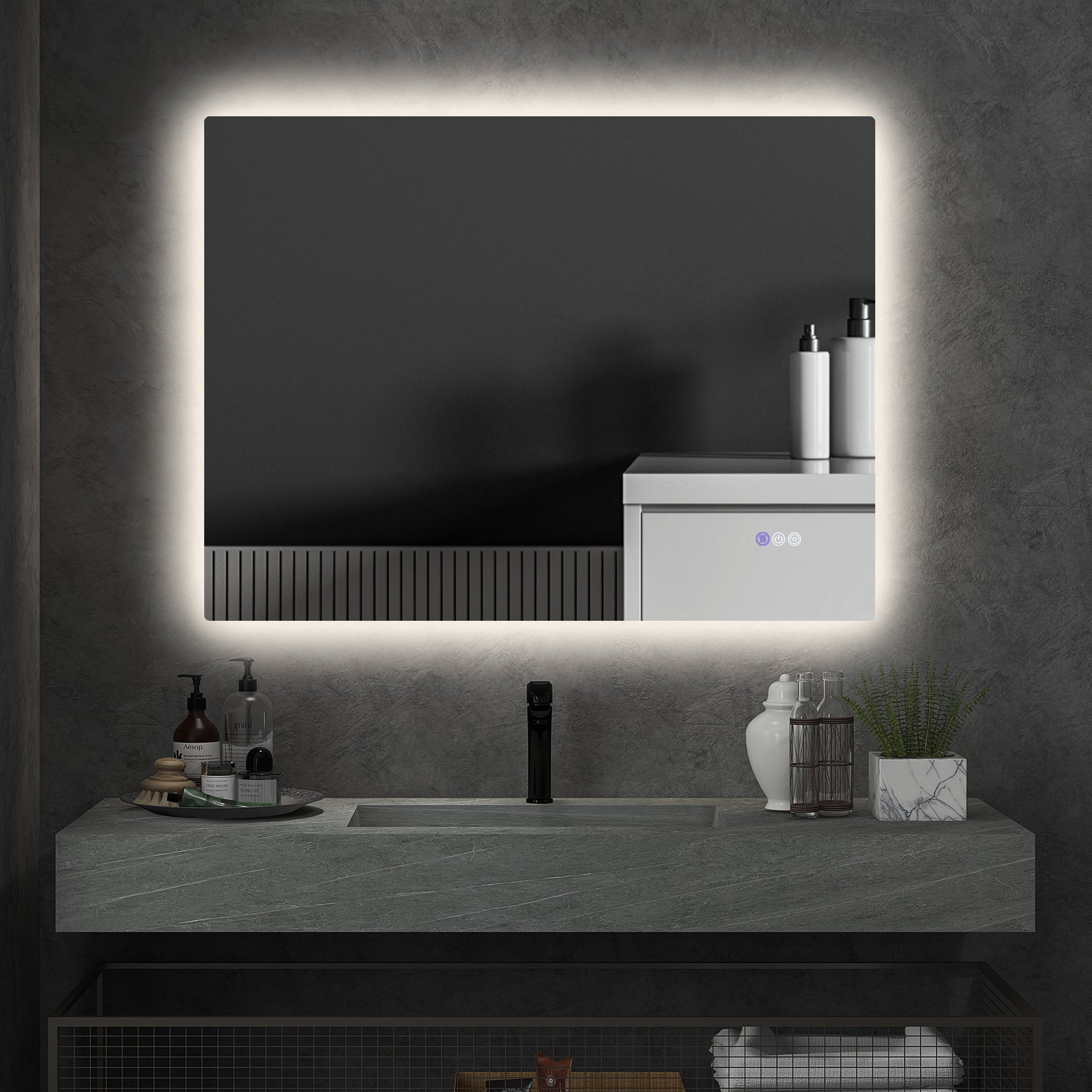 37" x 35" Dimmable LED Bathroom Mirror w/ Anti-Fog, Memory, Infinite Color Temperature