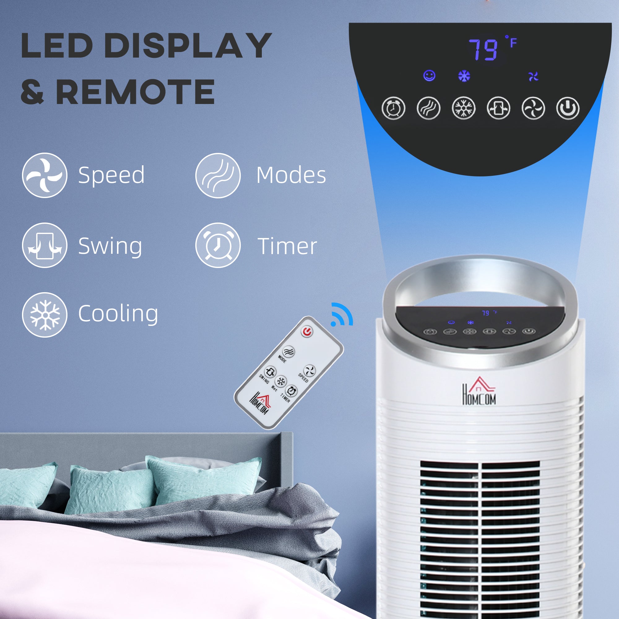 40" Portable Oscillating Air Cooler Fan 3 In 1 Standing Ice Floor Fan with Humidifier Remote White - HOMCOM