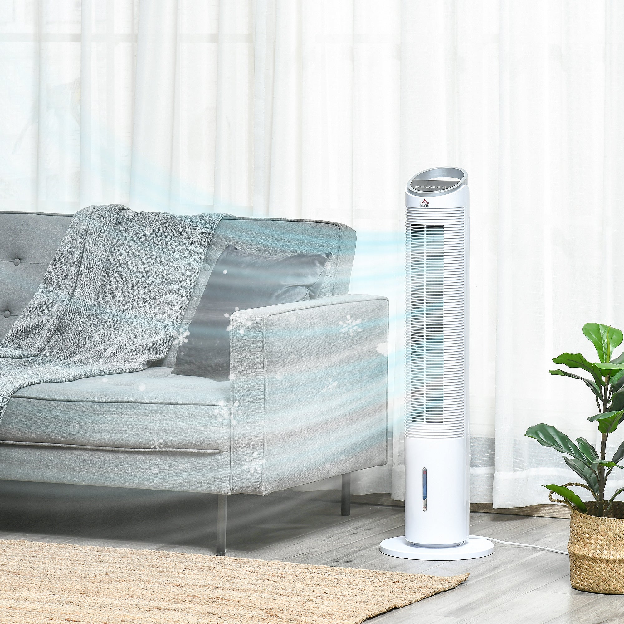 40" Portable Oscillating Air Cooler Fan 3 In 1 Standing Ice Floor Fan with Humidifier Remote White - HOMCOM