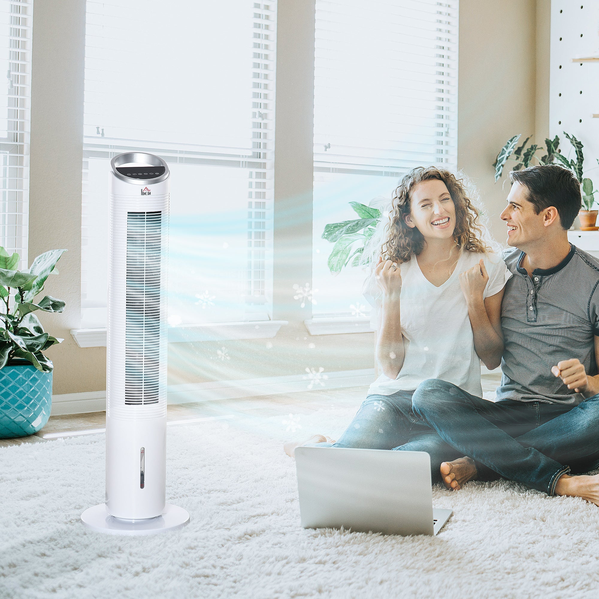 40" Portable Oscillating Air Cooler Fan 3 In 1 Standing Ice Floor Fan with Humidifier Remote White - HOMCOM