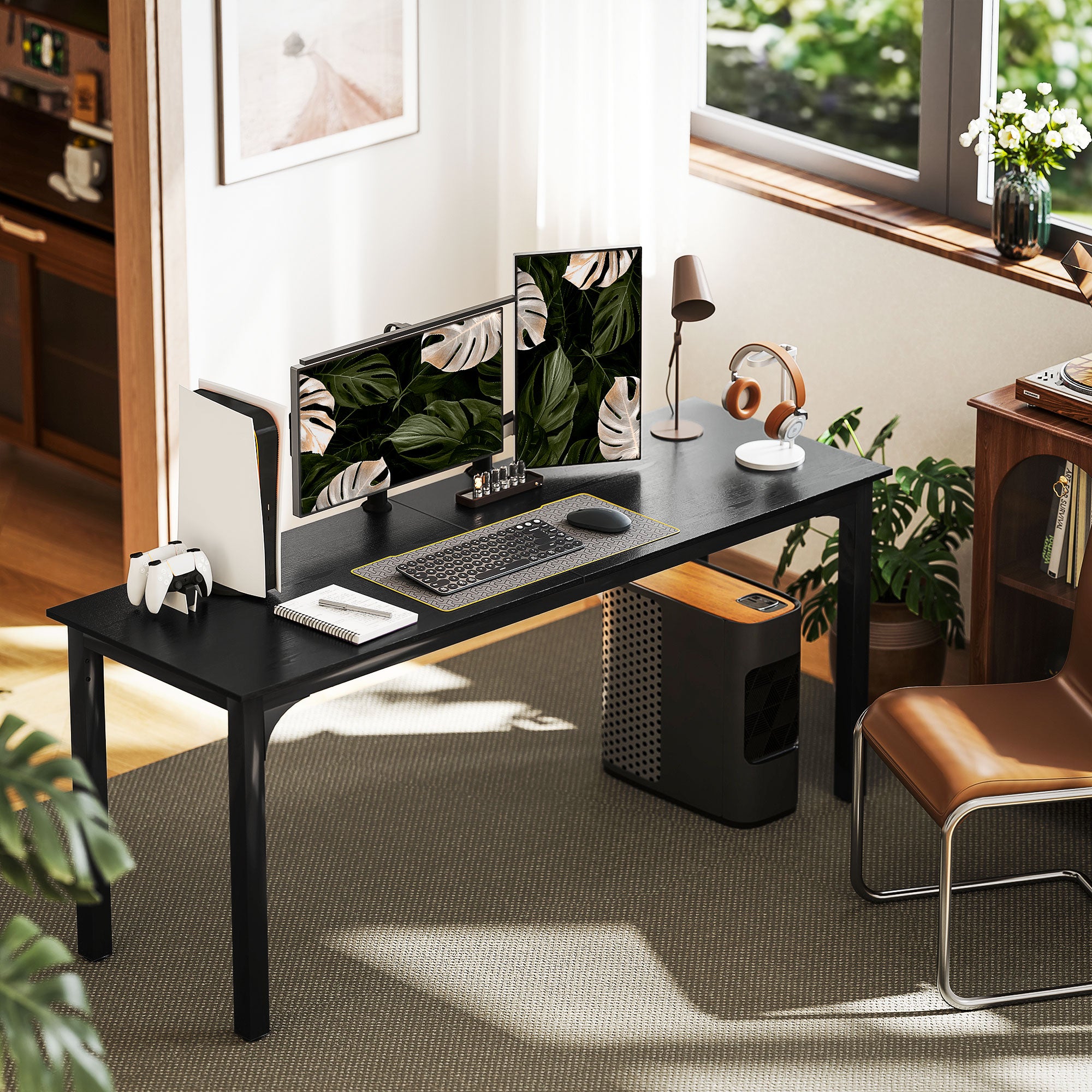 Large Computer Desk, 71" Long Home Office Desk for Two Person, Multi-Purpose Computer Table for Home Office Study, Distressed Black