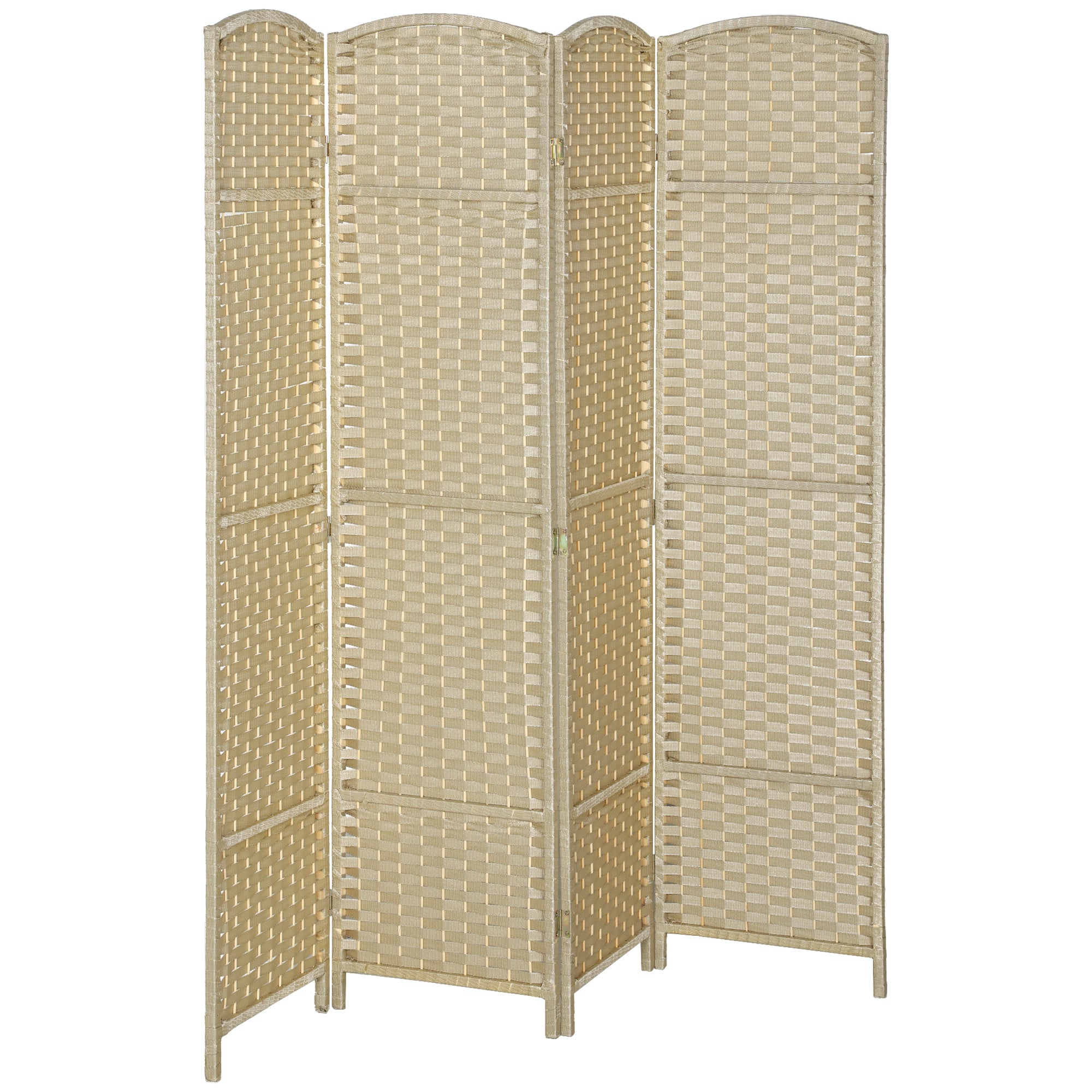 Room Divider, 4 Panel Folding Privacy Screen, 5.6' Tall Freestanding Partition for Home Office, Bedroom, Beige