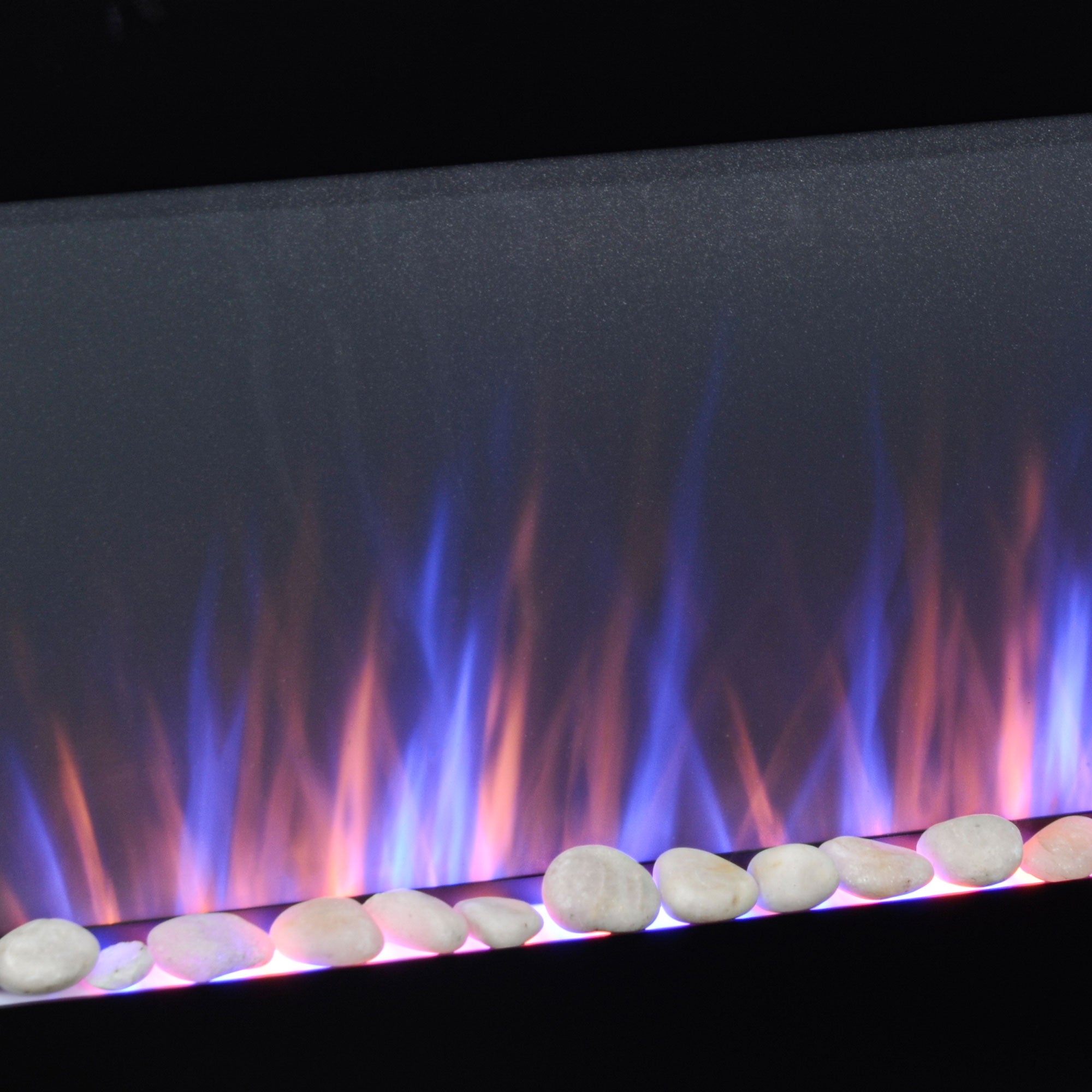 41 Inch Electric Fireplace, Wall Mounted Fireplace with Patented 7 Colour Adjustable LED Flame Effect, Remote Control, 2 Modes Heat, 750/1500W Heater for Living Room, Black