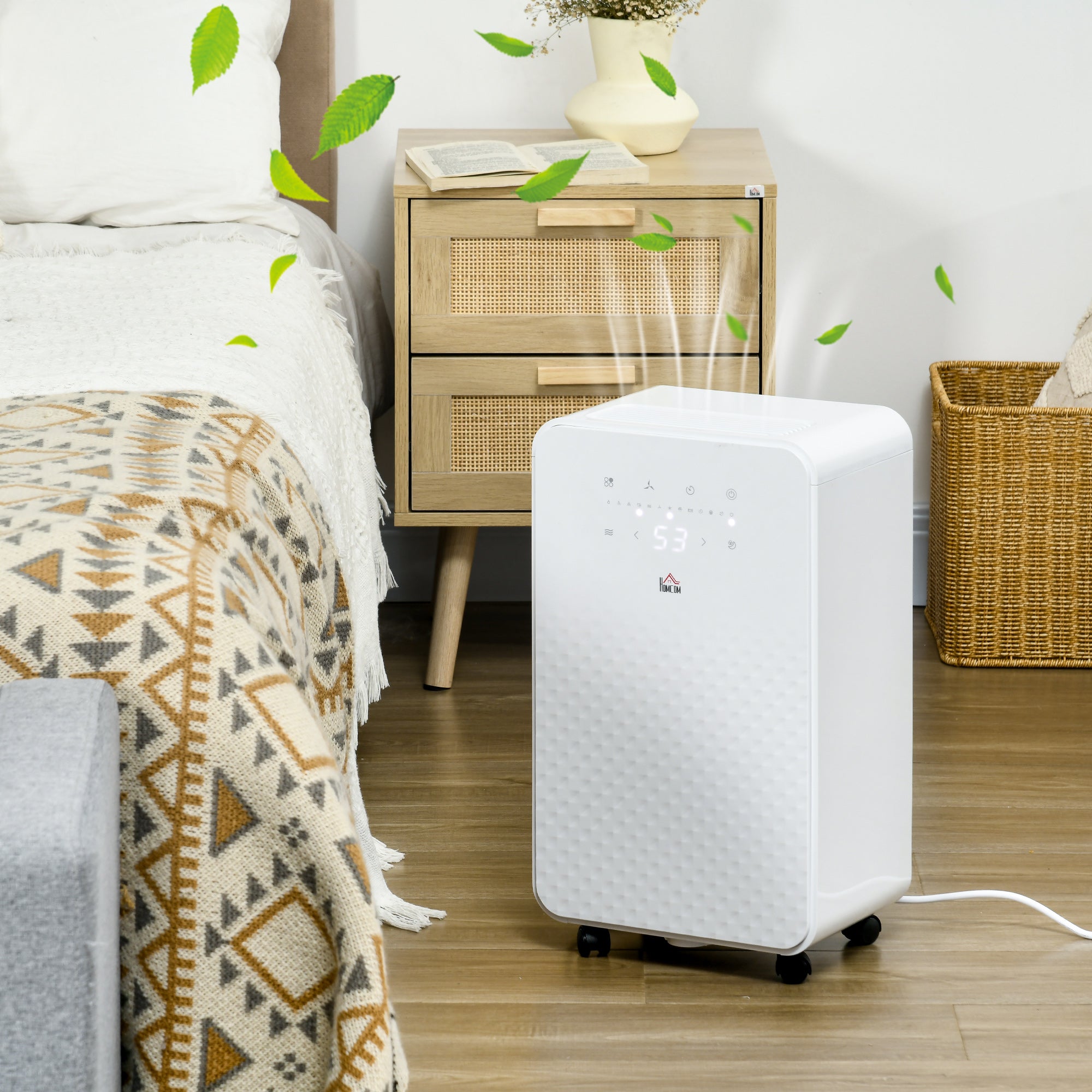 HOMCOM 12L/Day 2000mL Portable Quiet Dehumidifier with Air Purifier Filter, 24H Timer, 5 Modes, Electric Moisture Air Dehumidifier for Home Laundry Basement, White