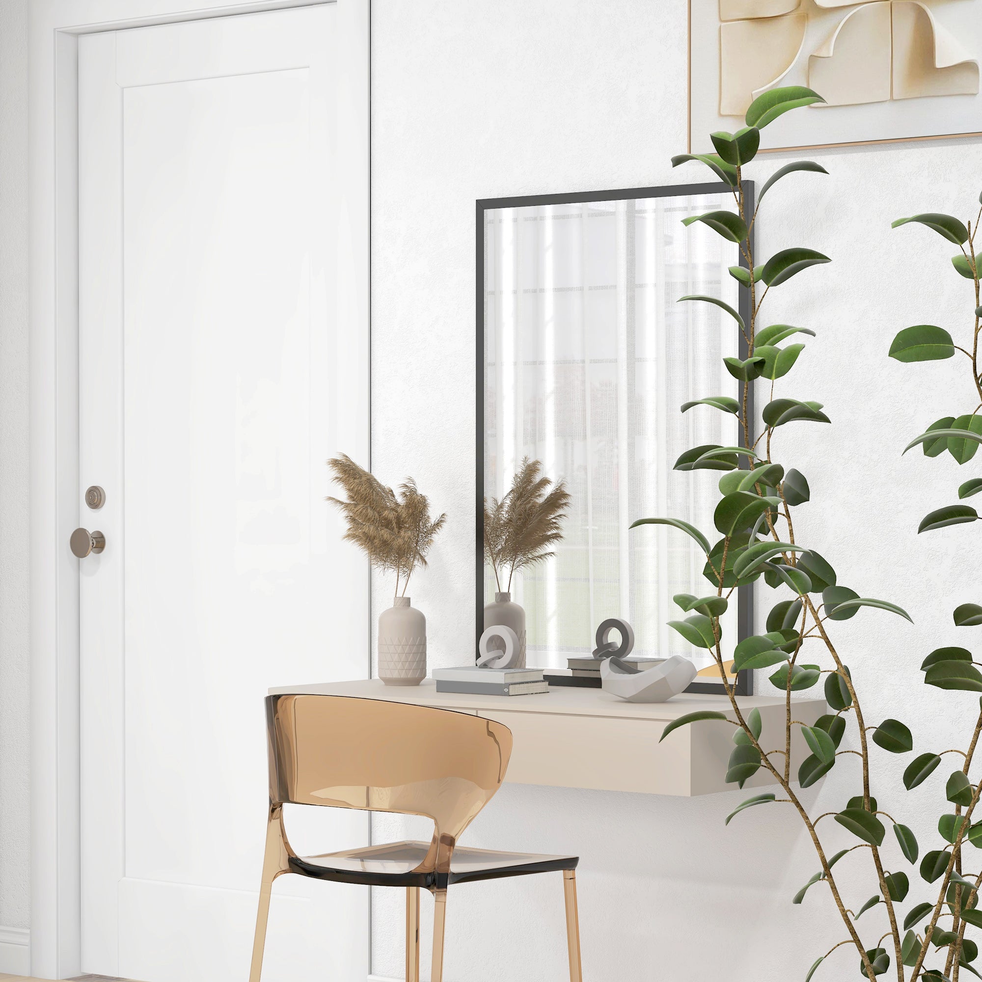 HOMCOM 24" x 36" Wall Mirror, Rectangular Bathroom Mirror for Living Room, Bedroom, Entryway, Home Decor, Hangs Horizontally and Vertically, Black