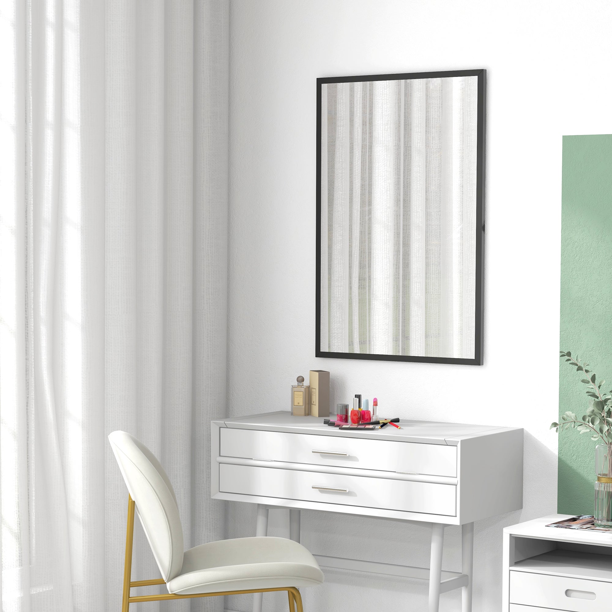 HOMCOM 24" x 36" Wall Mirror, Rectangular Bathroom Mirror for Living Room, Bedroom, Entryway, Home Decor, Hangs Horizontally and Vertically, Black