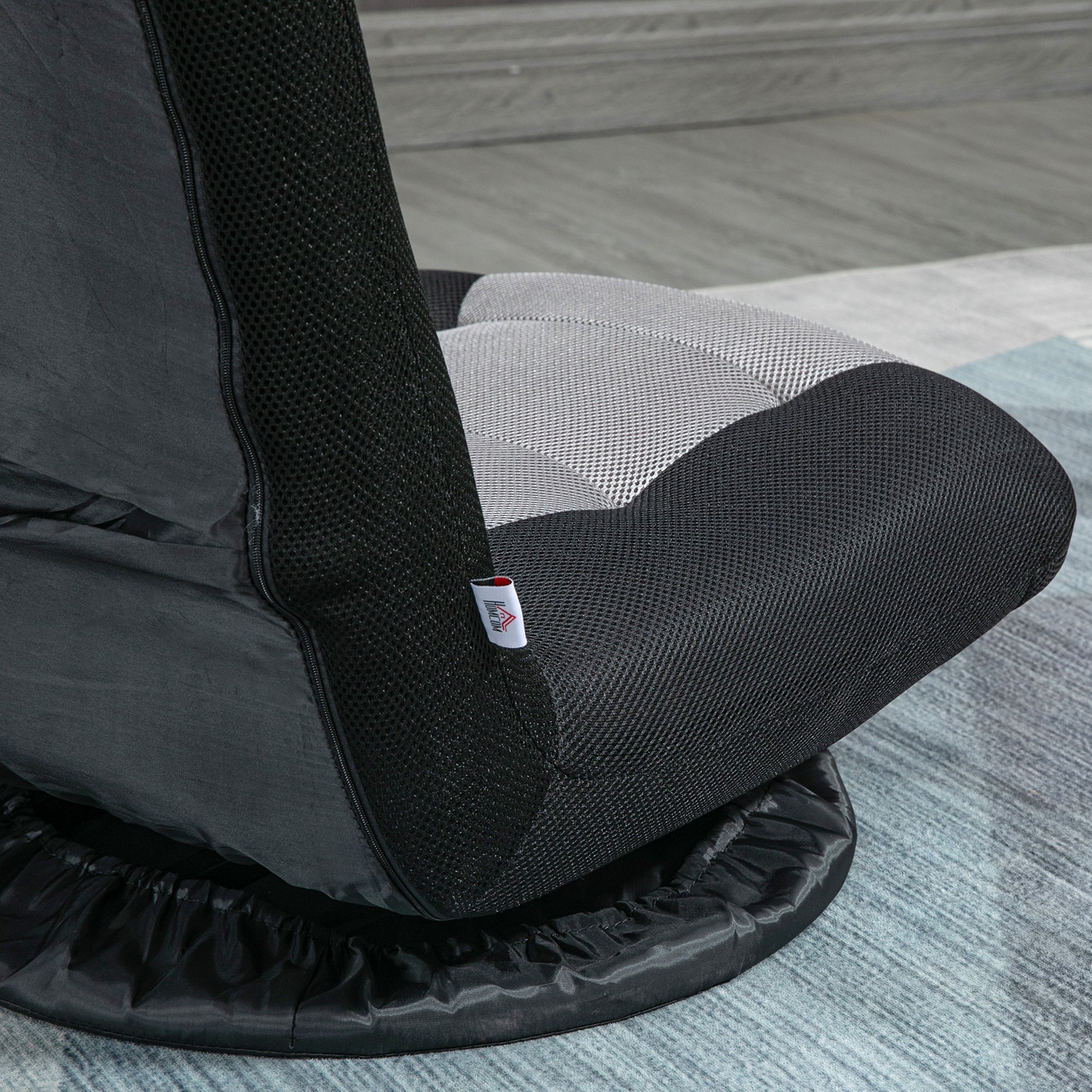 HOMCOM Folding Floor Chair for Adults Teens, 360 Degree Swivel Gaming Chair, 6 Positions Adjustable Lazy Sofa Chair with Padded Backrest for Reading, Gaming, Meditation, Black