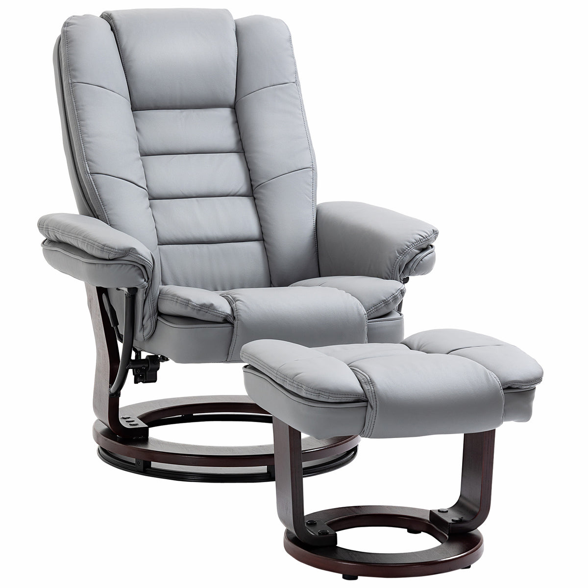 Manual Recliner and Footrest Set PU Leather Leisure Lounge Chair