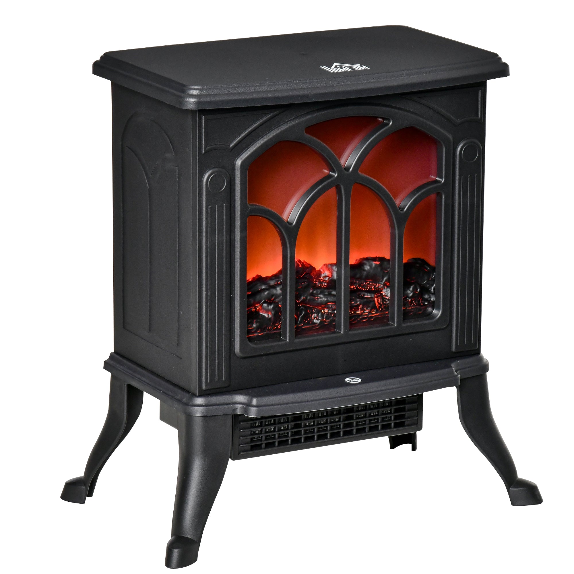 Electric Fireplace Stove, 17" Freestanding Fireplace Heater with Overheating Protection, Realistic Flame, Portable, 750W/1500W, Black