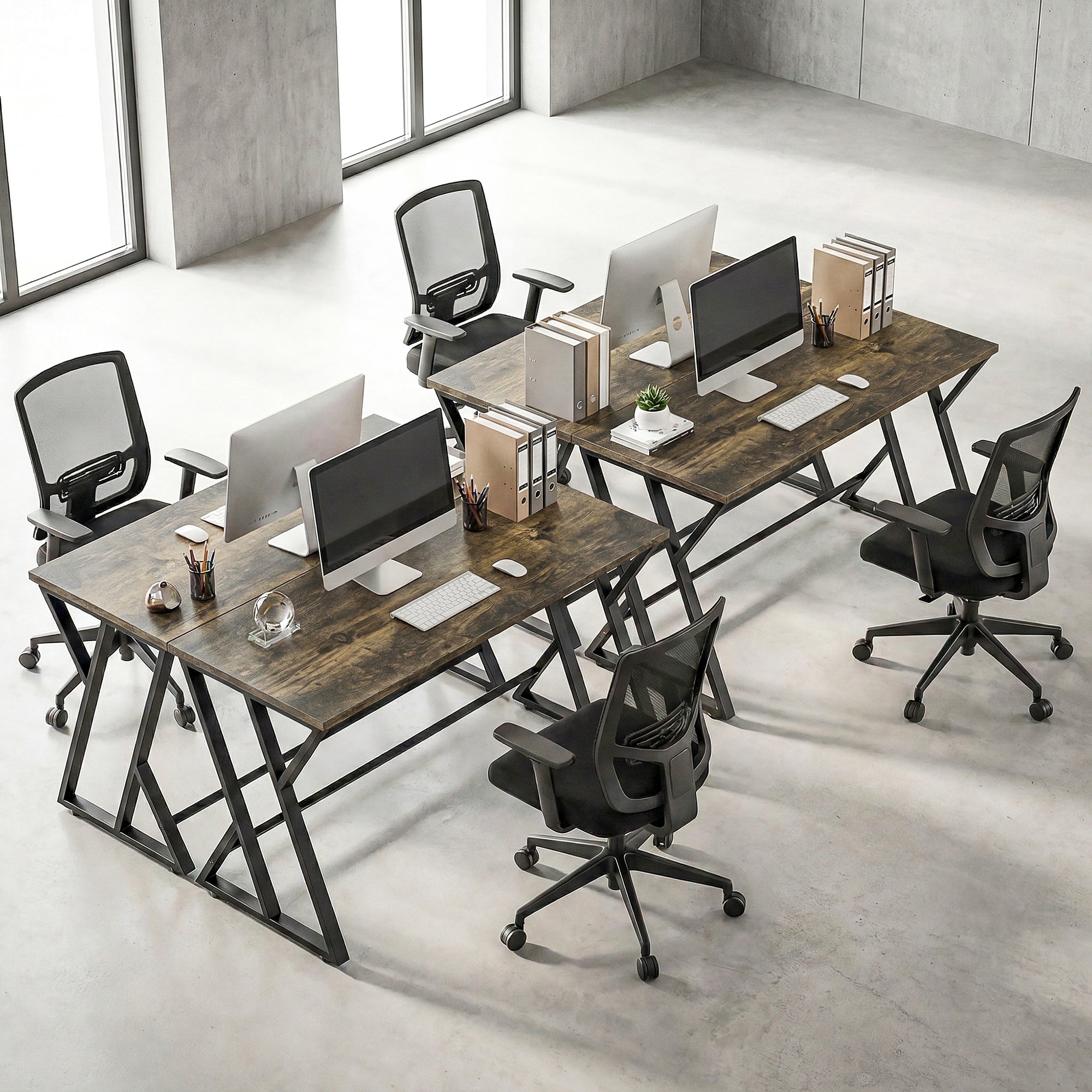 55 Inch Computer Desk, Industrial Writing Desk with Z-Shaped Metal Leg, Study Table for Home Office, Bedroom, Small Spaces, Rustic Brown