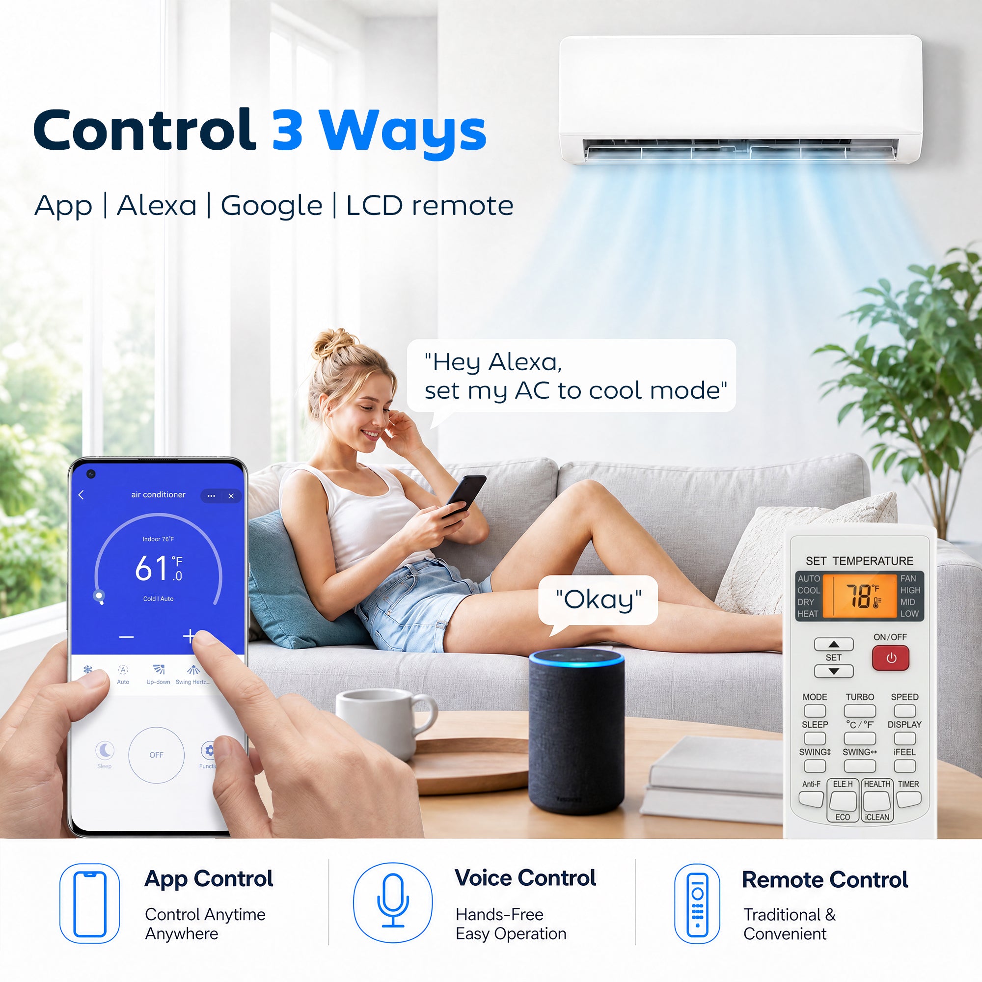 12000 BTU Mini Split AC/Heating System SEER2 22 Inverter Heat Pump, 115V, Works with Alexa, Energy Efficient Ductless Air Conditioner Cools 750 Sq.Ft, WiFi Enabled with Install Kit