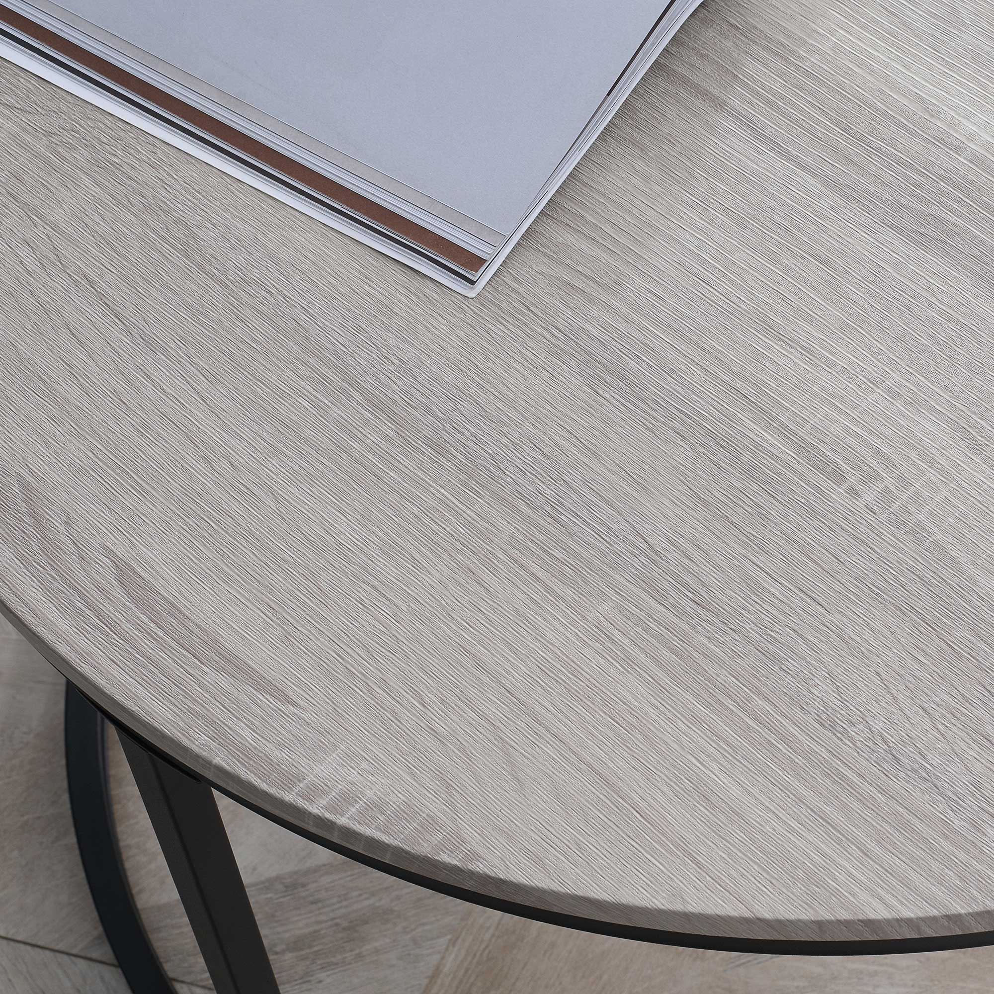 Round Nesting Tables Set of 2 Stacking Coffee Table Set with Metal Frame Grey