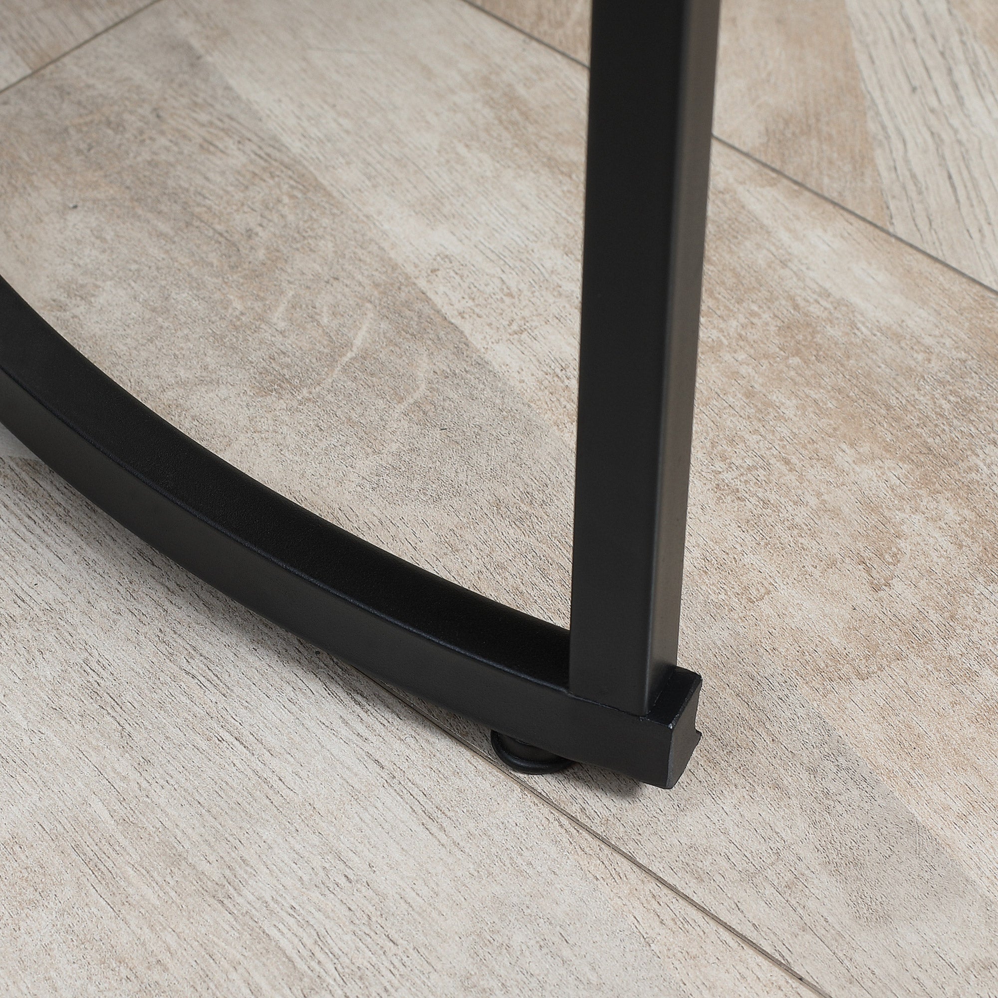 Round Nesting Tables Set of 2 Stacking Coffee Table Set with Metal Frame Grey