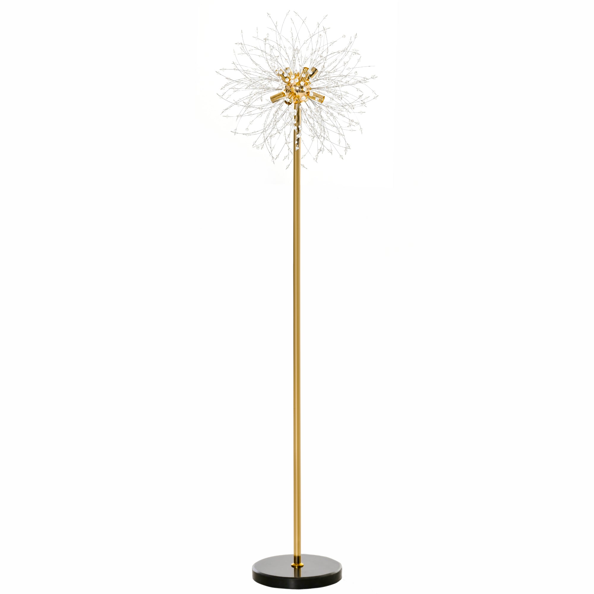 HOMCOM Floor Lamp, Crystal Fireworks Standing Lamp, Metal Golden Pole Tree Lighting with Foot Switch, 8 Lights, G9 Bulb Base, for Living Room, Bedroom